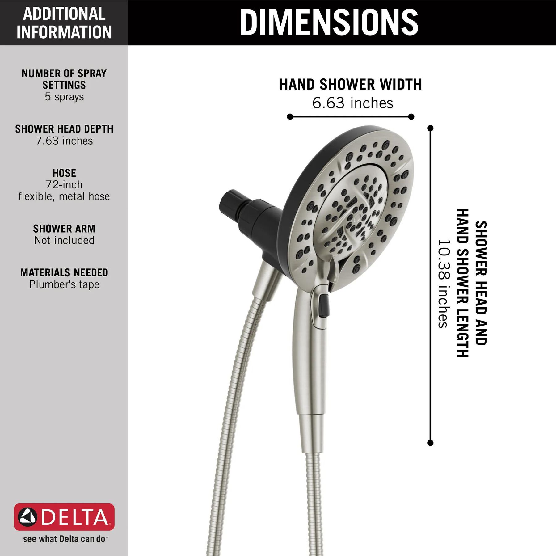 5-Setting In2ition&reg; Two-in-One Shower