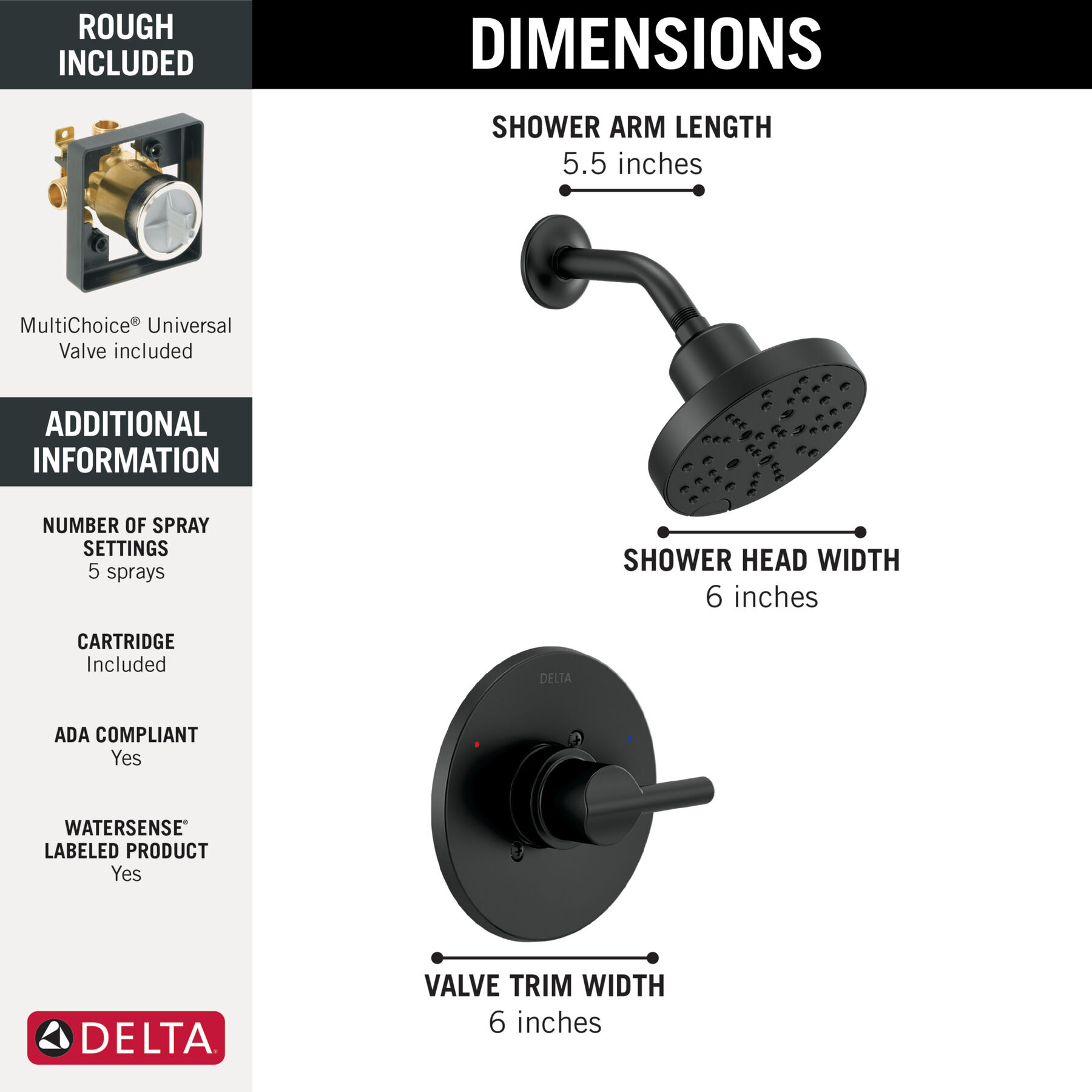 Widespread Lavatory Faucet with Shower Trim Bundle - 14 Series