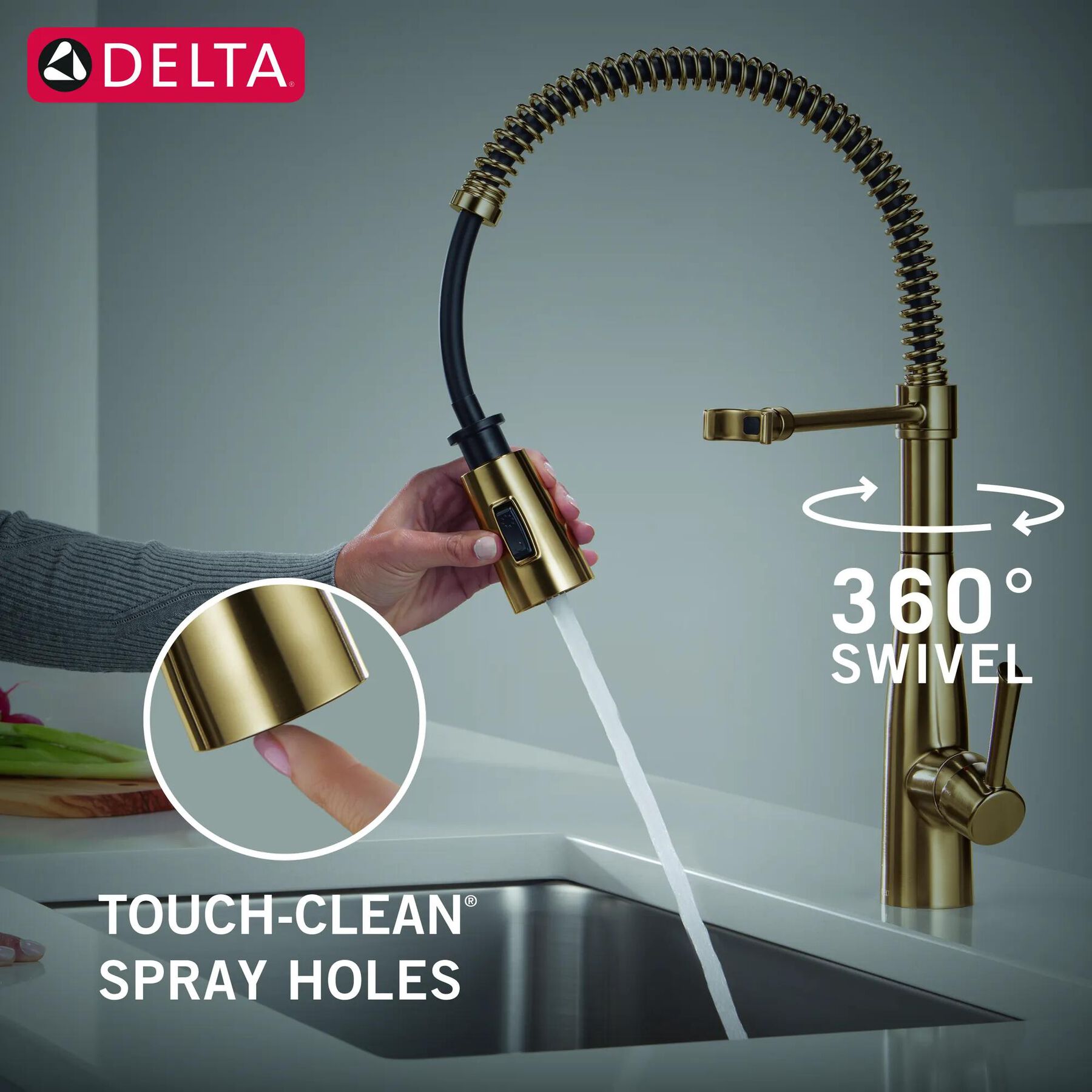 Single-Handle Pull-Down Spring Kitchen Faucet (Recertified)