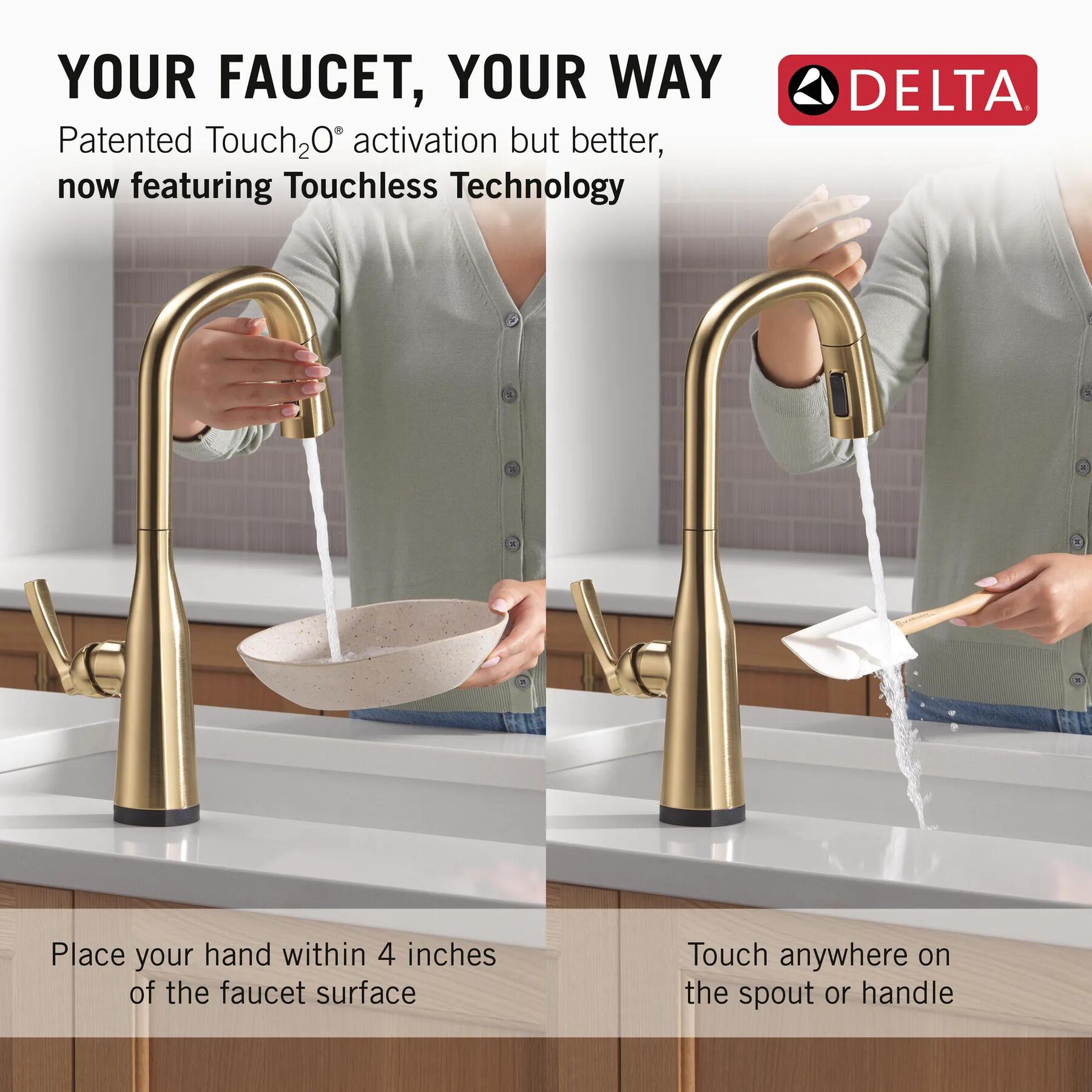 Touch<sub>2</sub>O&reg; Technology Kitchen Faucet with Touchless Technology
