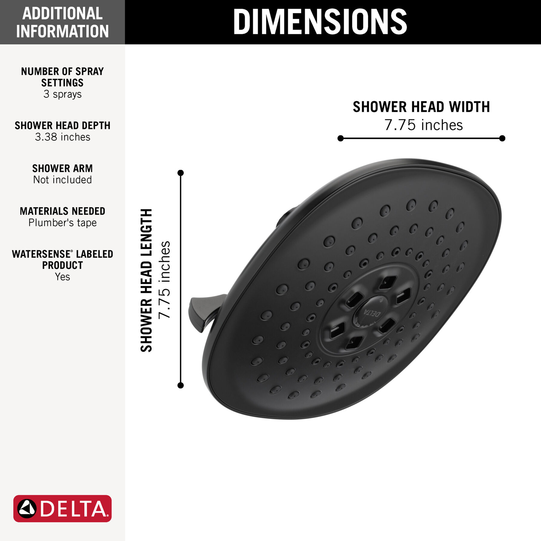 H2Okinetic(R) 3-Setting Raincan Shower Head