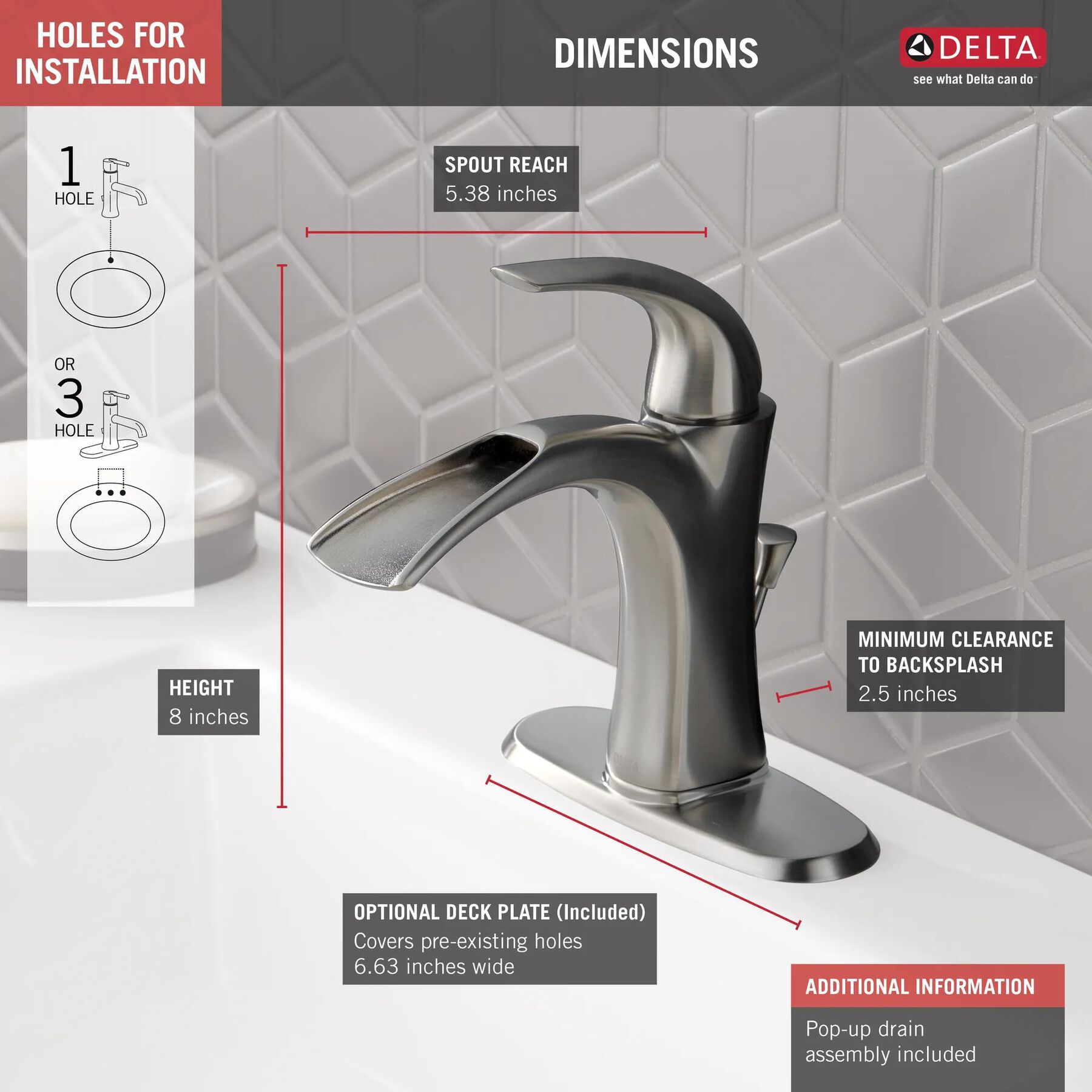 Single Handle Bathroom Faucet (Recertified)