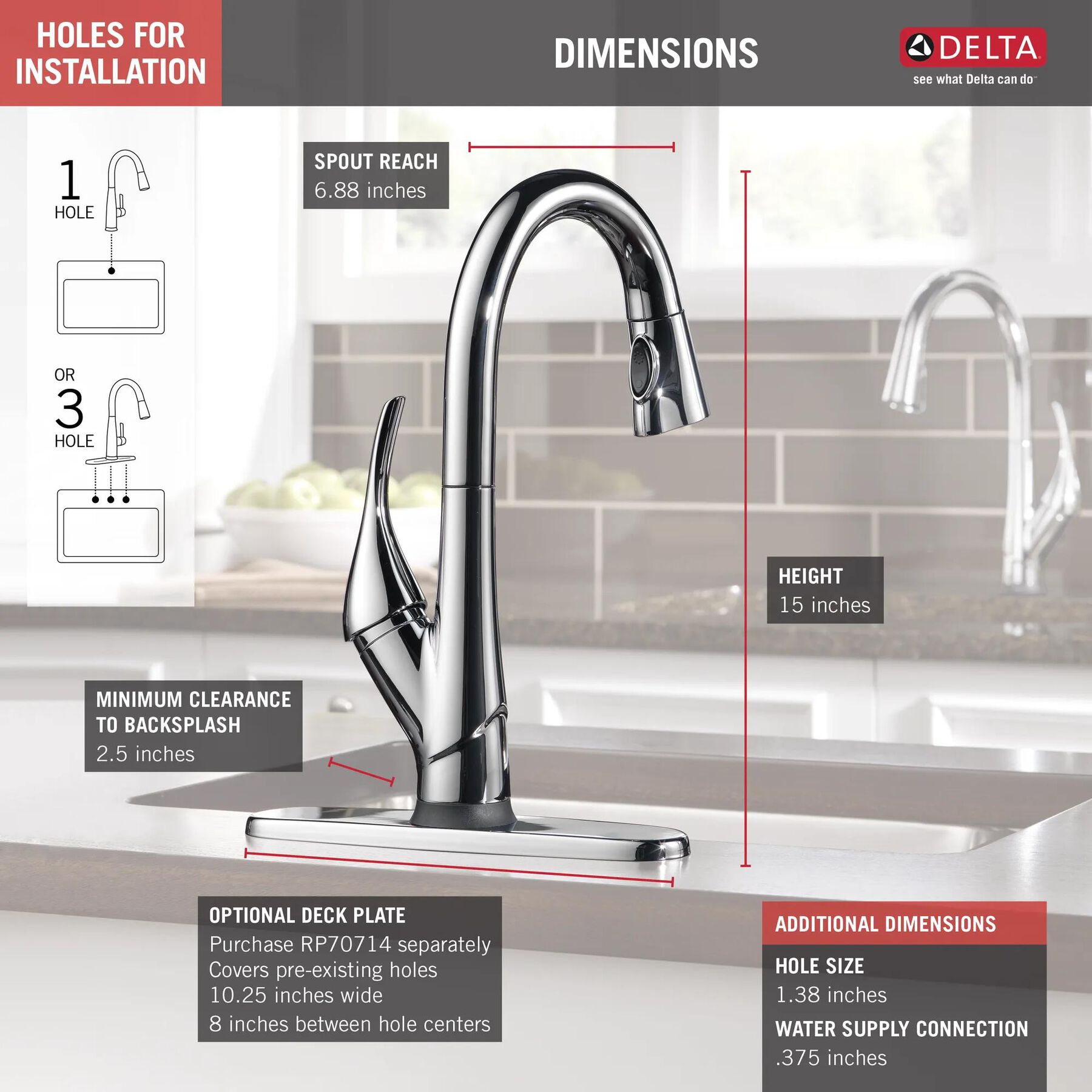 Single Handle Pull-Down Bar / Prep Faucet with Touch<sub>2</sub>O&reg; Technology