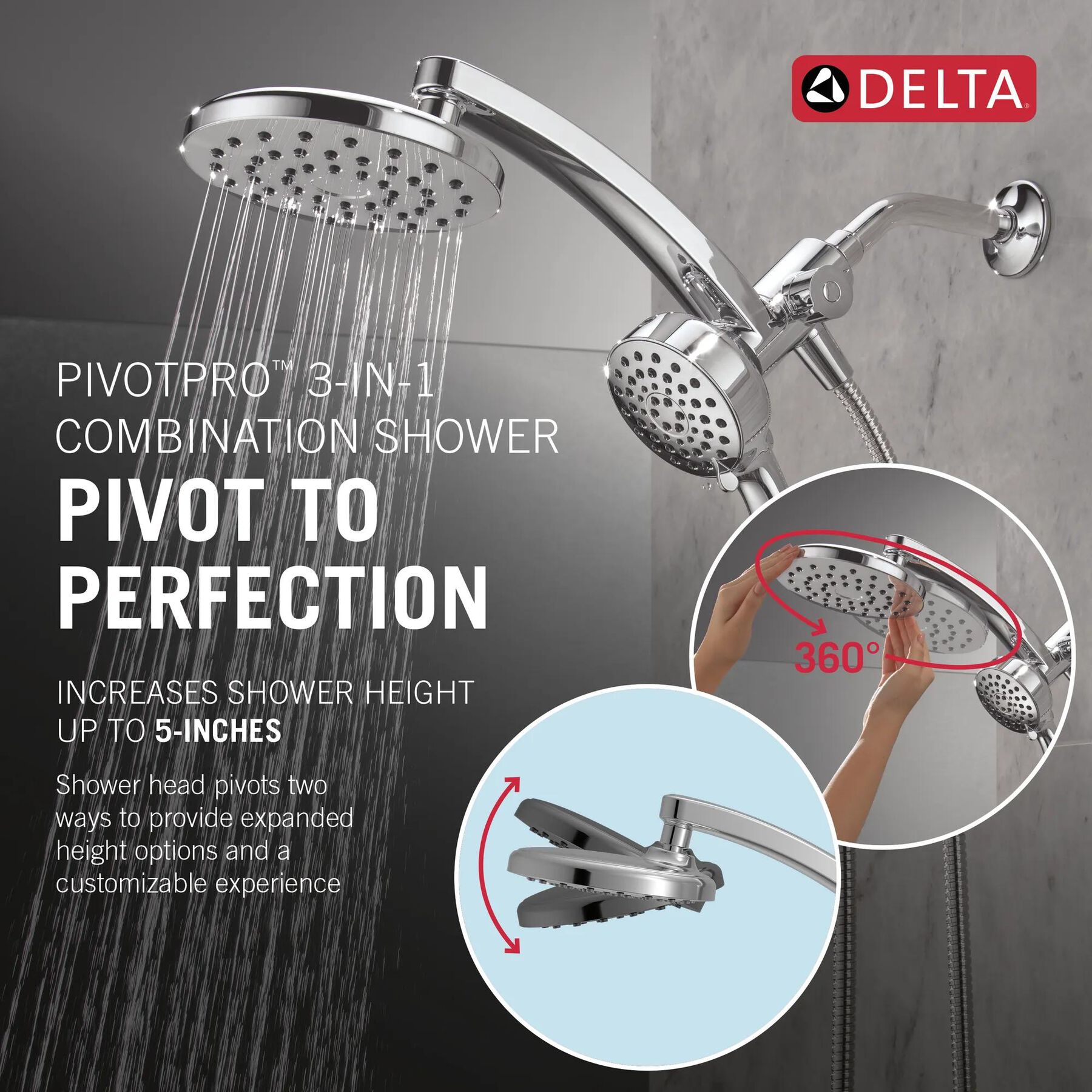 PivotPro&trade; 3-in-1 Combination Shower