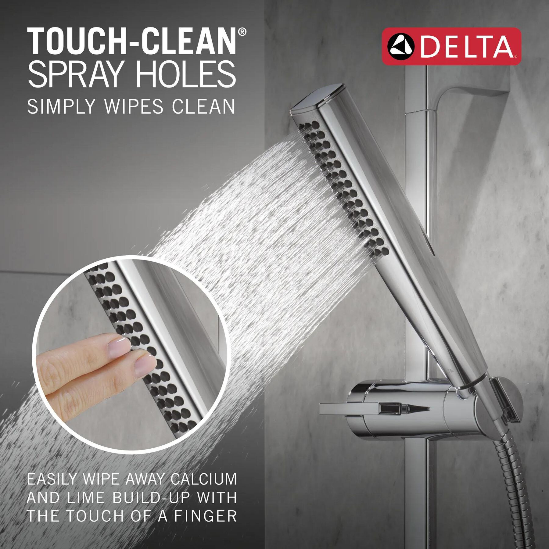 Single-Setting Hand Shower with Slide Bar featuring FeatherRain&trade; Spray