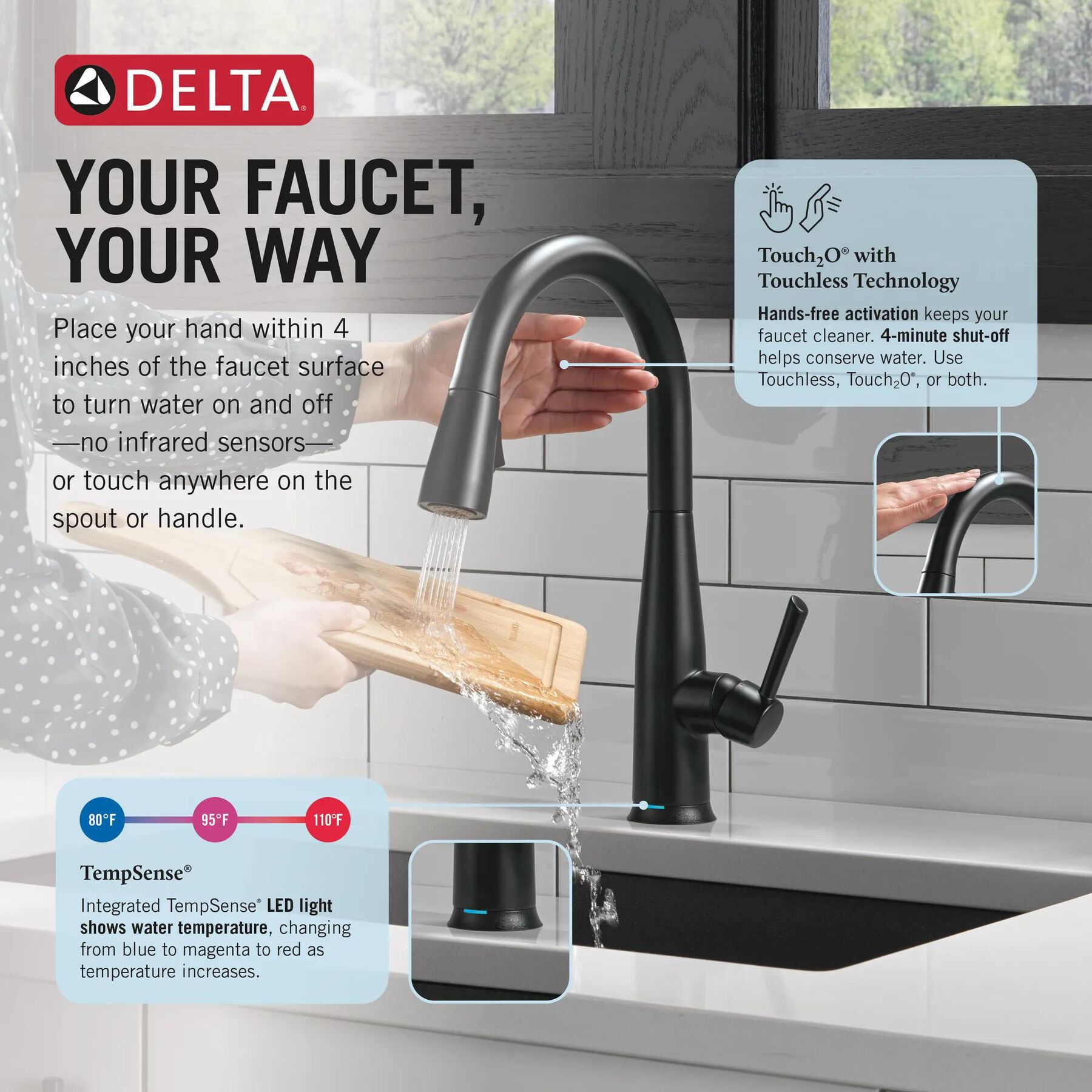 Touch<sub>2</sub>O&reg; Technology Kitchen Faucet with Touchless Technology