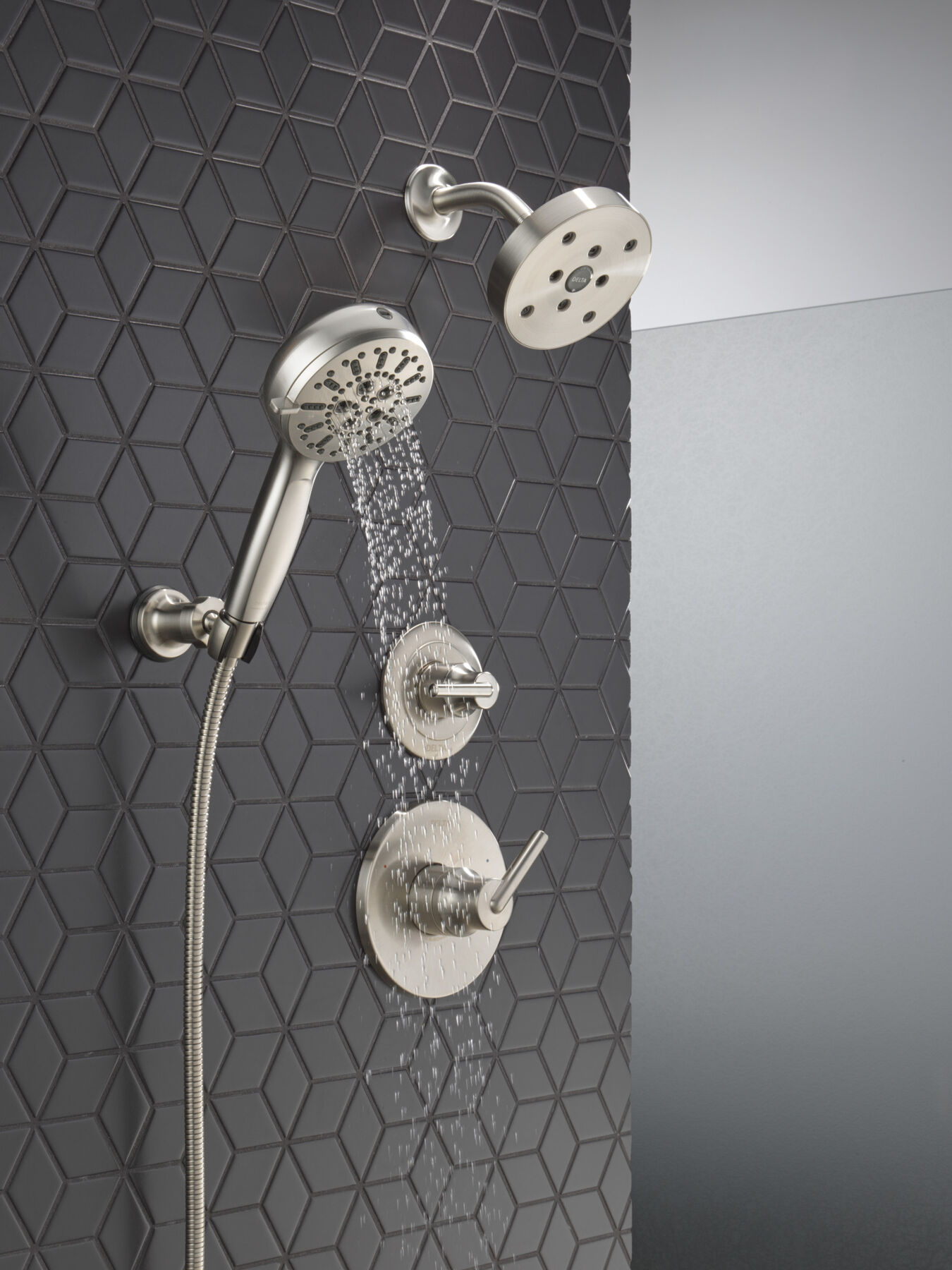 7-Setting Wall Mount Hand Shower with Cleaning Spray