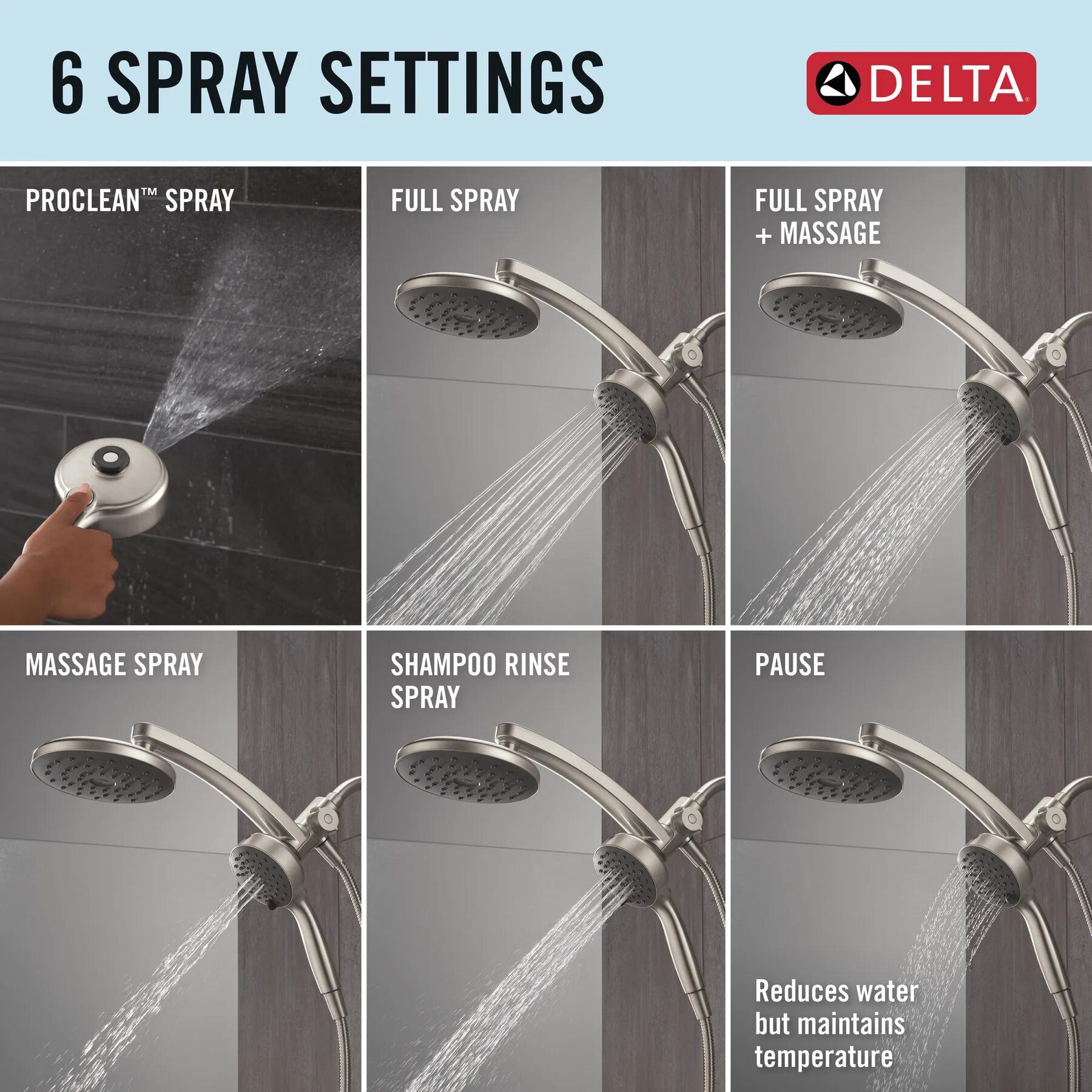 PivotPro&trade; 3-in-1 Combination Shower with TouchClean&reg; Spray Face