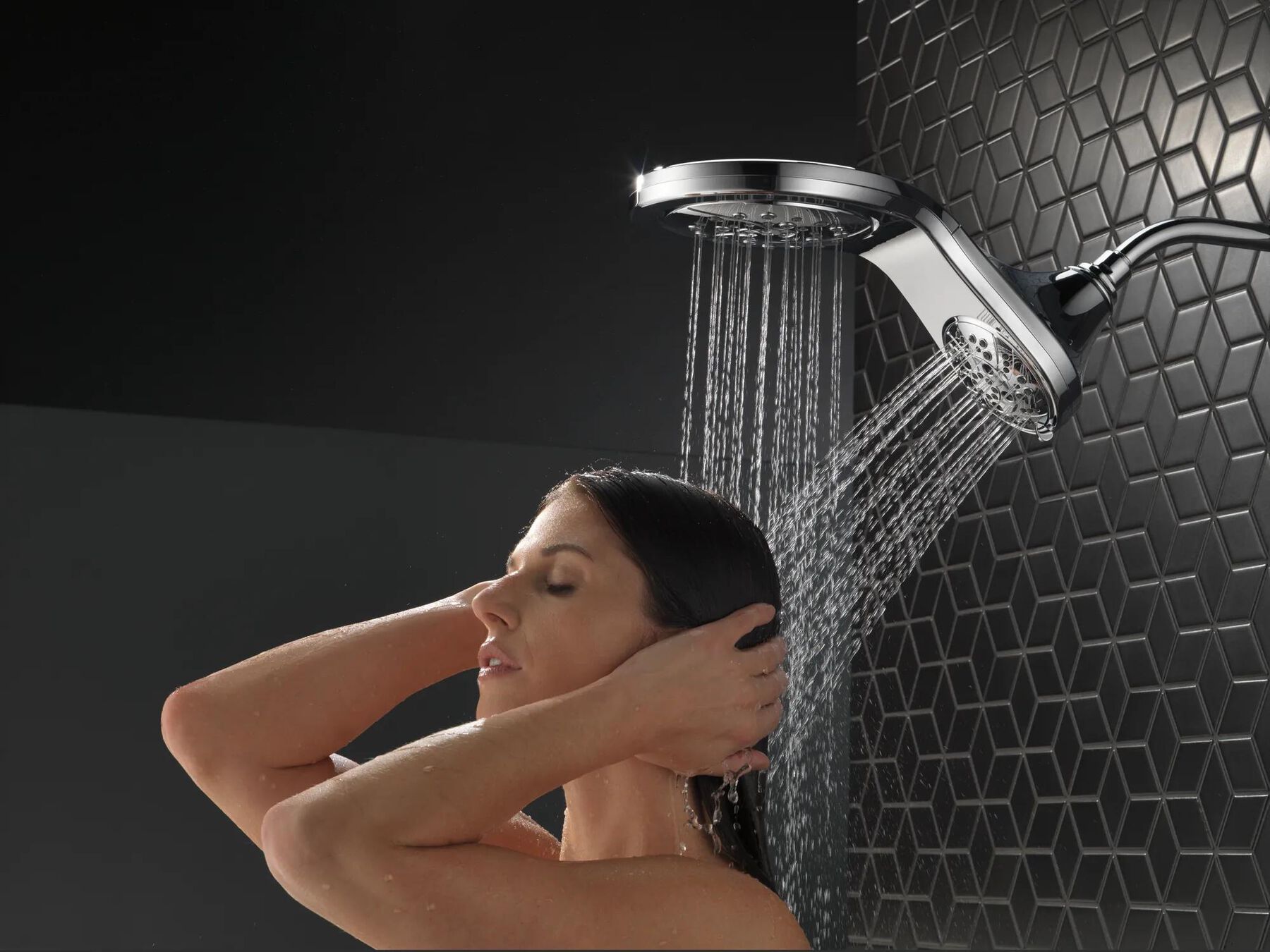 HydroRain&reg; H<sub>2</sub>Okinetic&reg; 5-Setting Two-in-One Shower Head