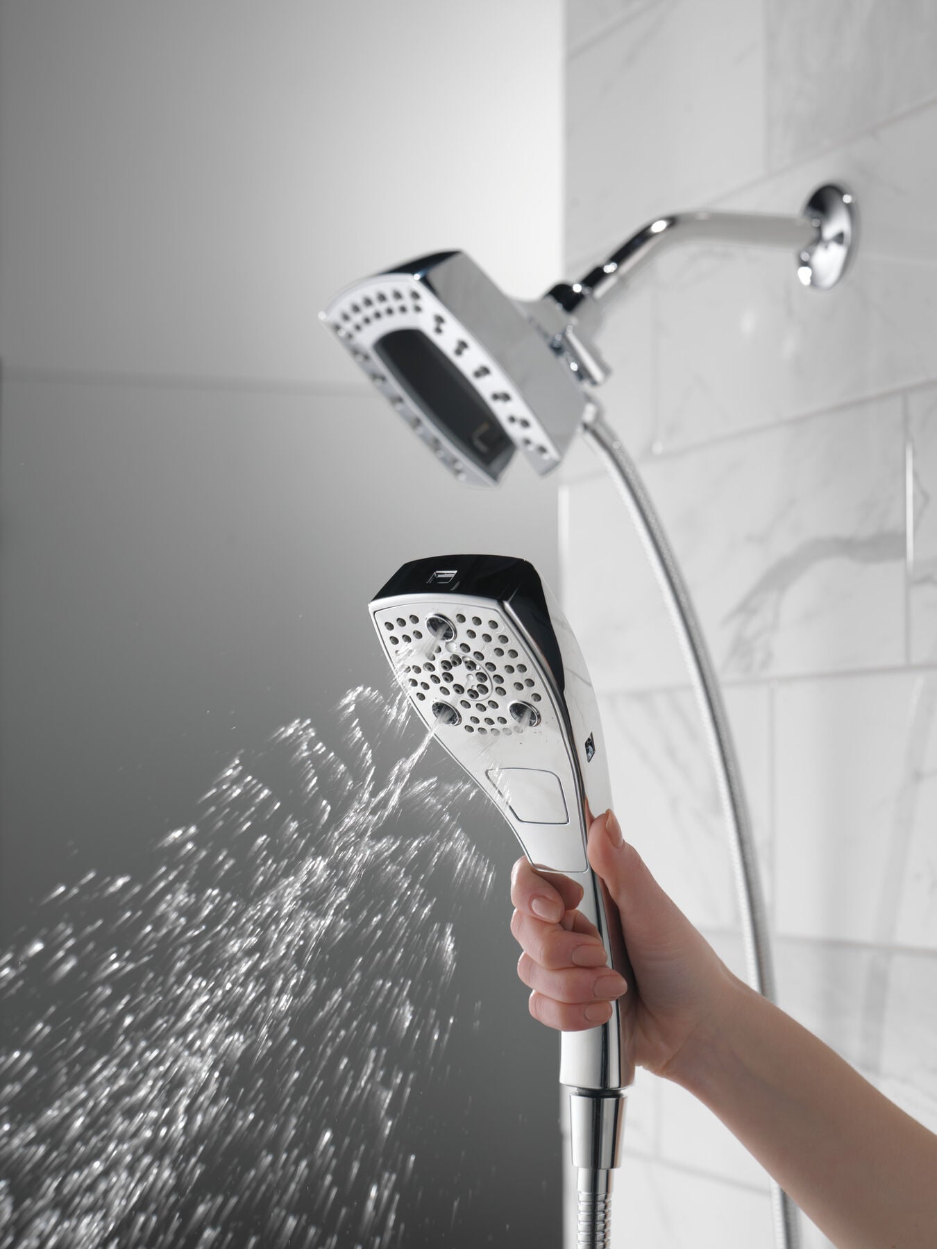 H<sub>2</sub>Okinetic&reg; In2ition&reg; 5-Setting Two-in-One Shower