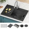 33&rdquo; Drop-In Top Mount&nbsp;16 Gauge Workstation Kitchen Sink Single Bowl&nbsp;with WorkFlow&trade; Ledge and Accessories