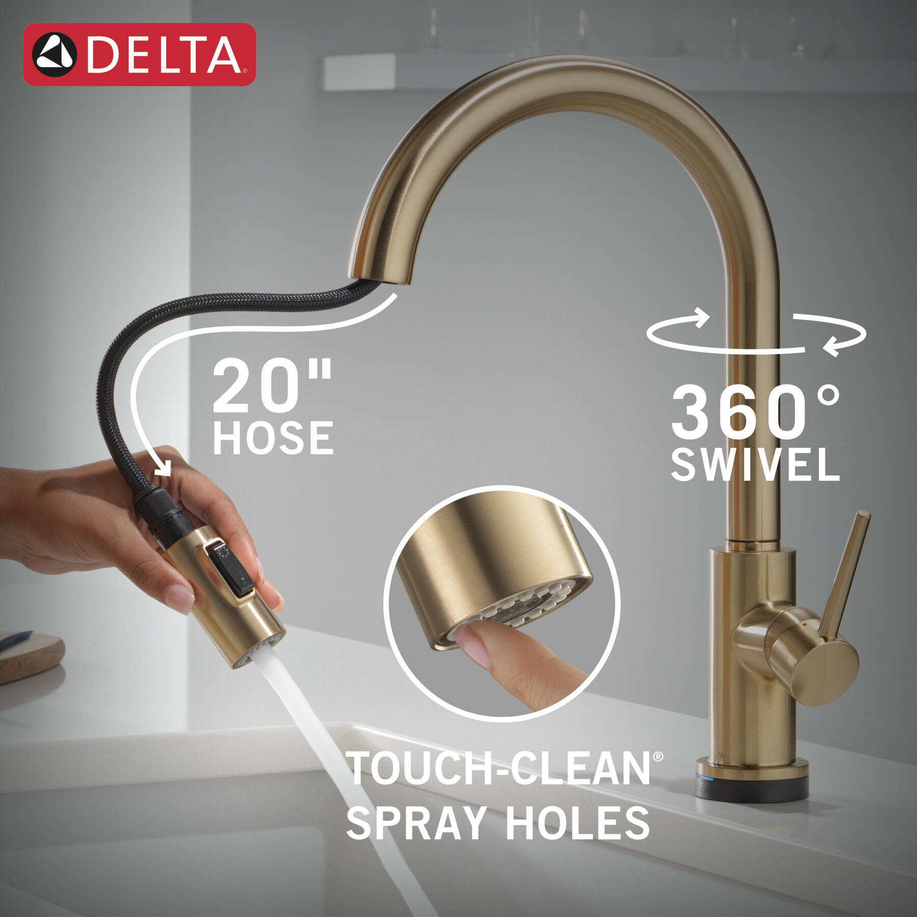 Touch2O with Touchless Technology Single Handle Pull-Down Kitchen Faucet with Soap Dispenser
