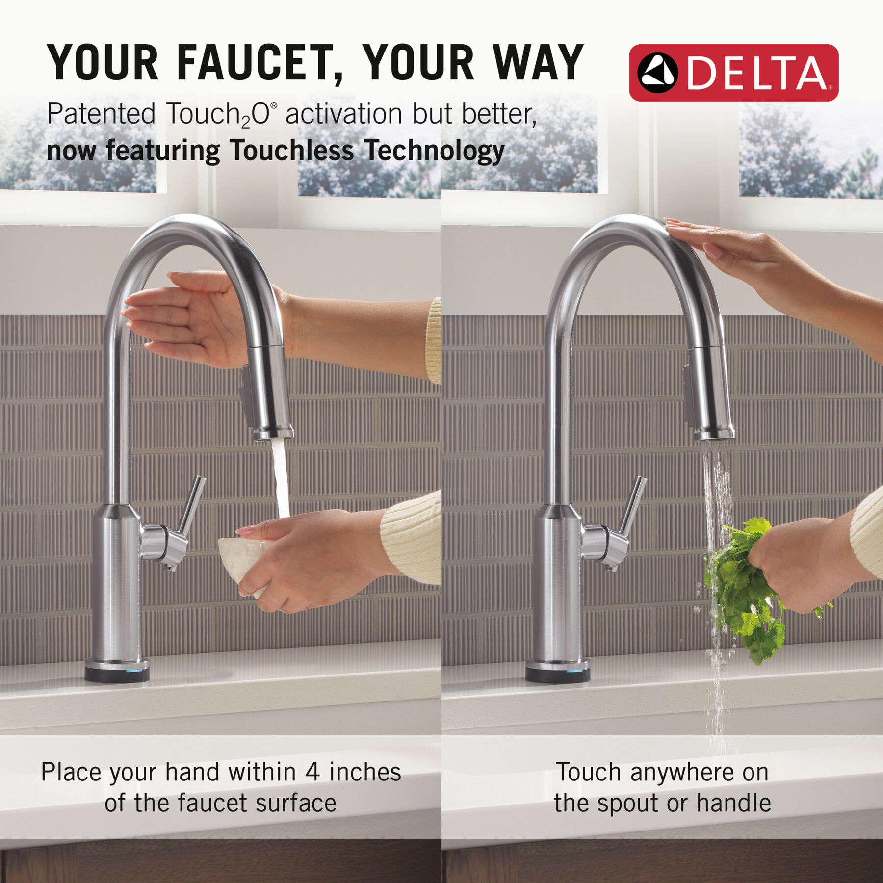 Touch2O&reg; Technology Kitchen Faucet with Touchless Technology