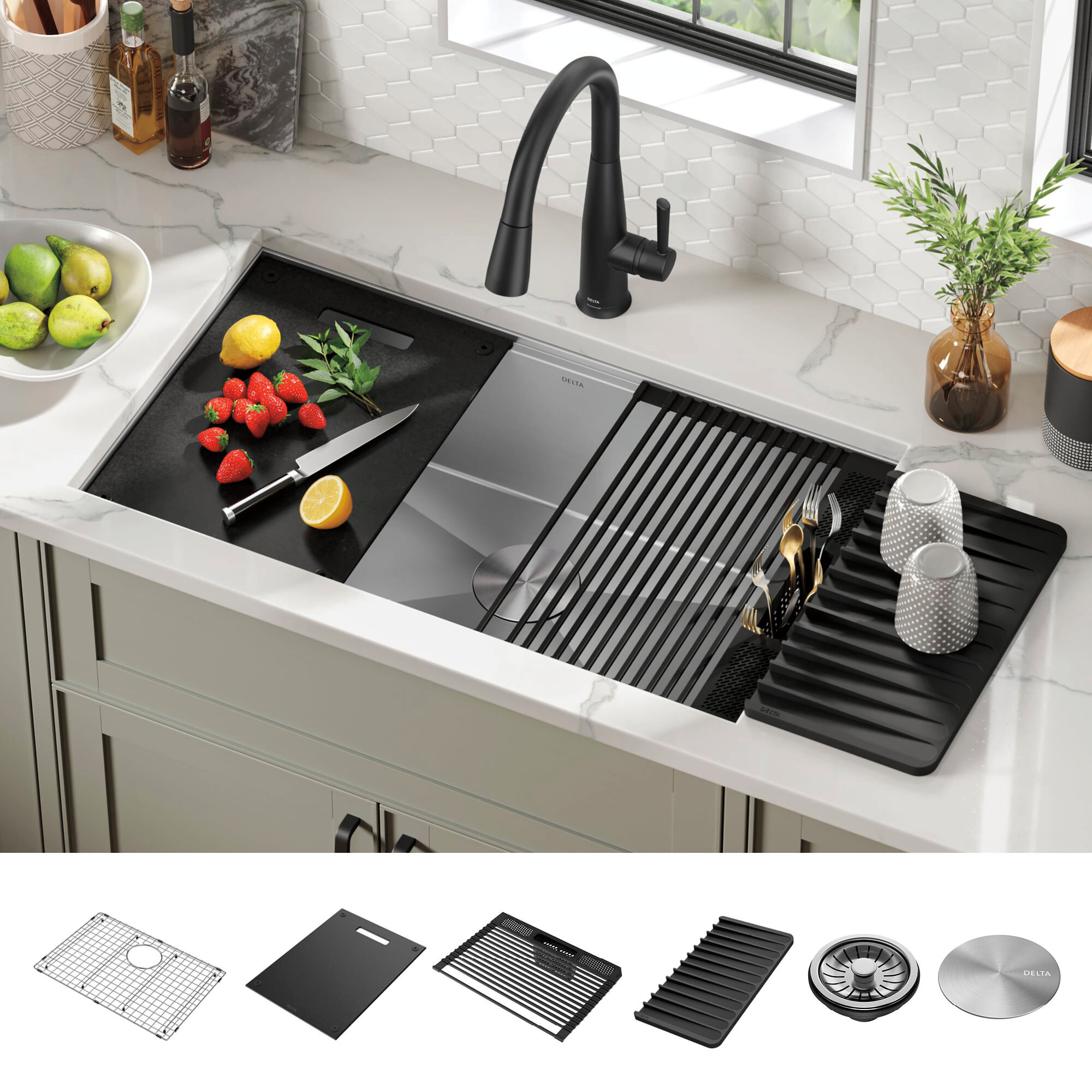 32” Workstation Kitchen Sink Undermount 16 Gauge Stainless Steel