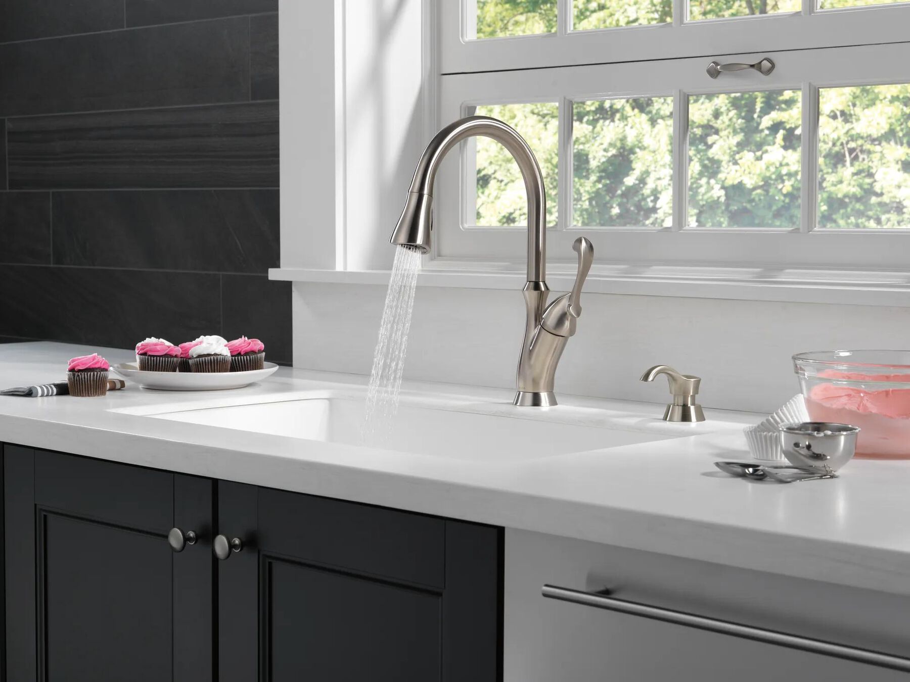 Single Handle Pull-Down Kitchen Faucet with Soap Dispenser