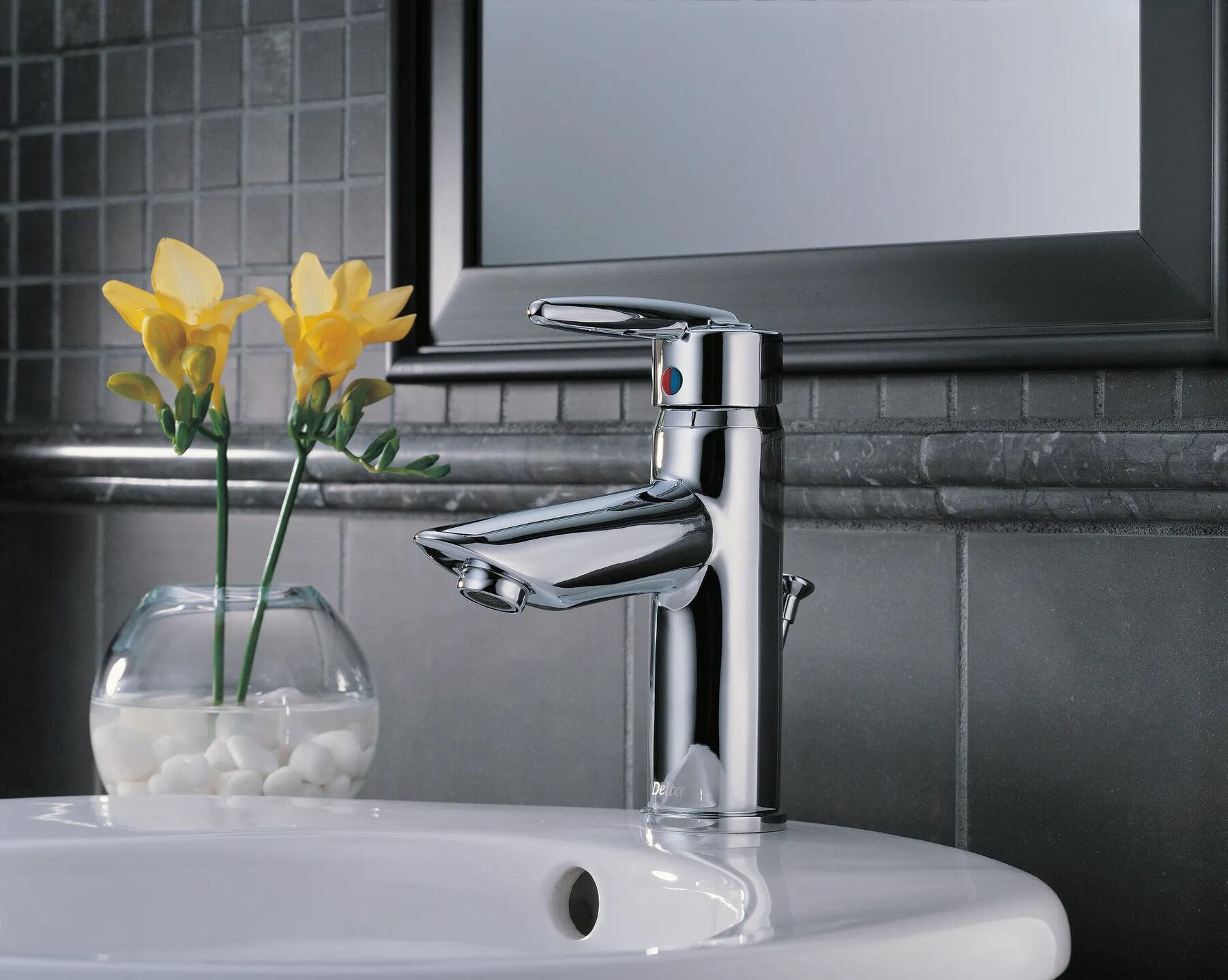 Single Hole Bathroom - Joystick Handle - 4" Plate Includes Pop-Up Ceramic Valve System