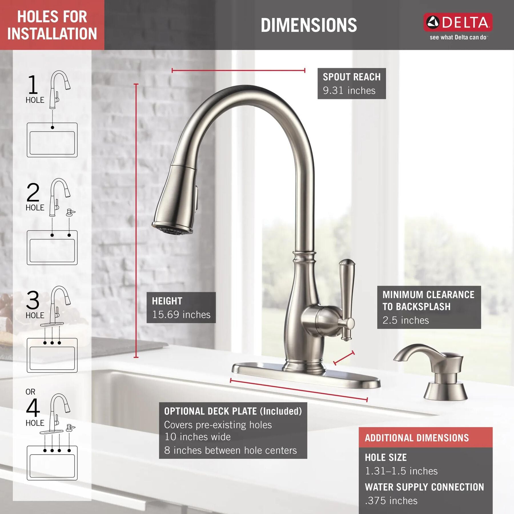 Single Handle Pull-Down Kitchen Faucet with Soap Dispenser