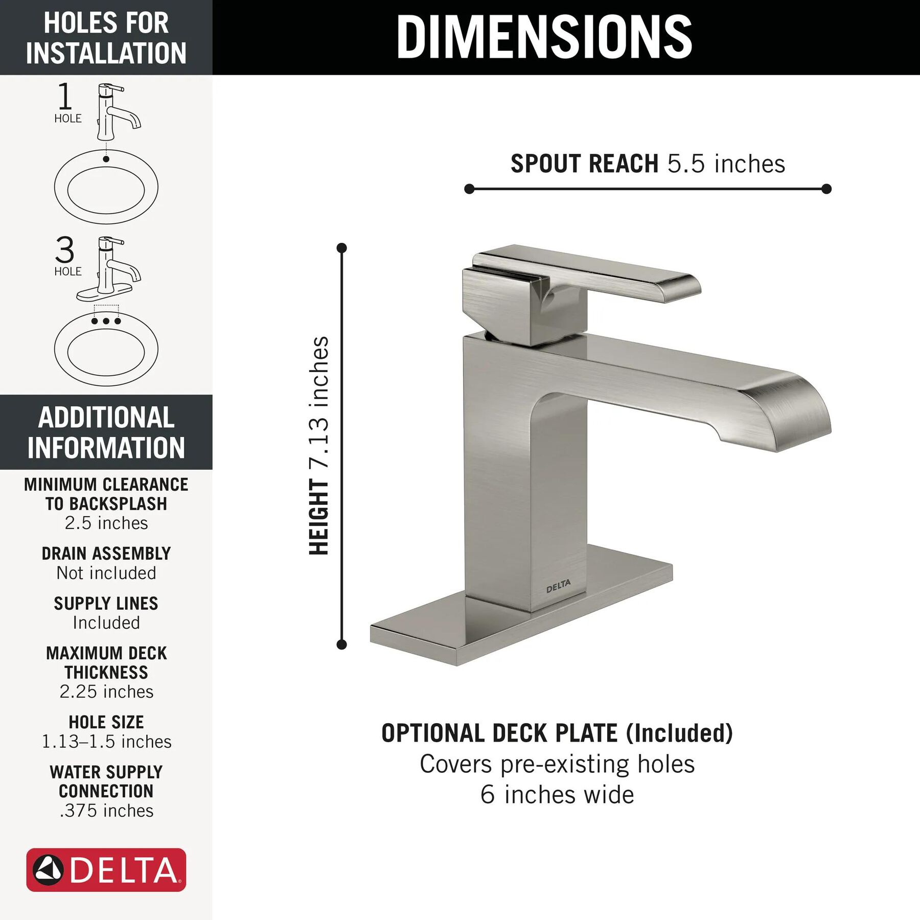 Single Handle Bathroom Faucet (Recertified)