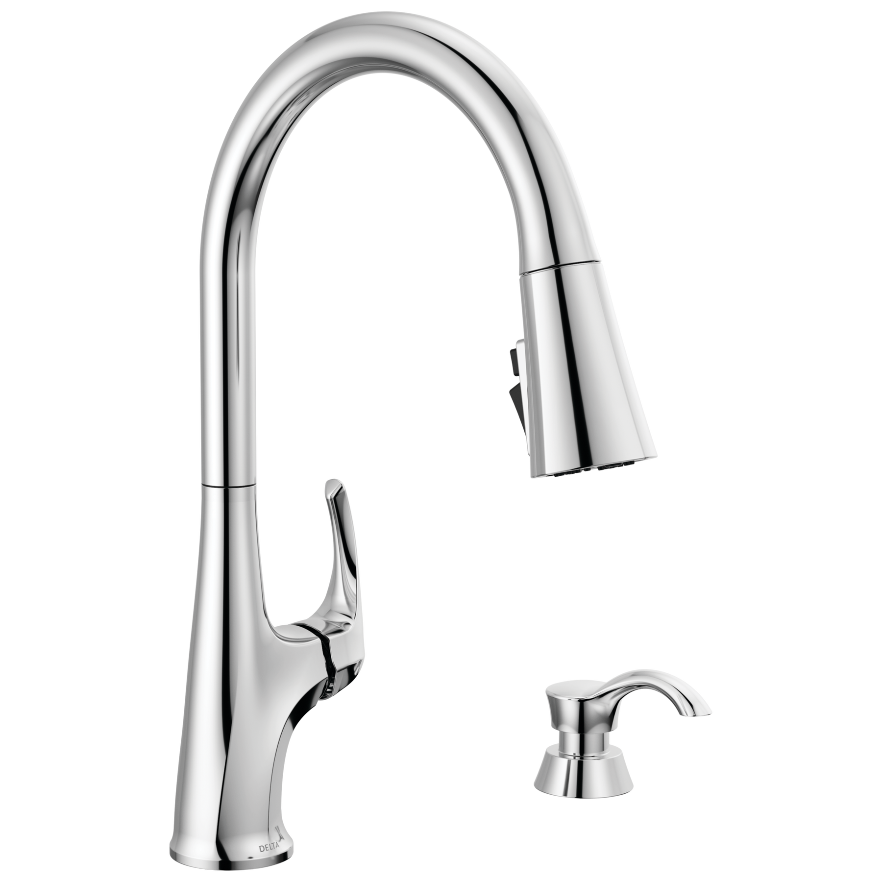 Single Handle Pull-Down Kitchen Faucet with Soap Dispenser and ShieldSpray Technology
