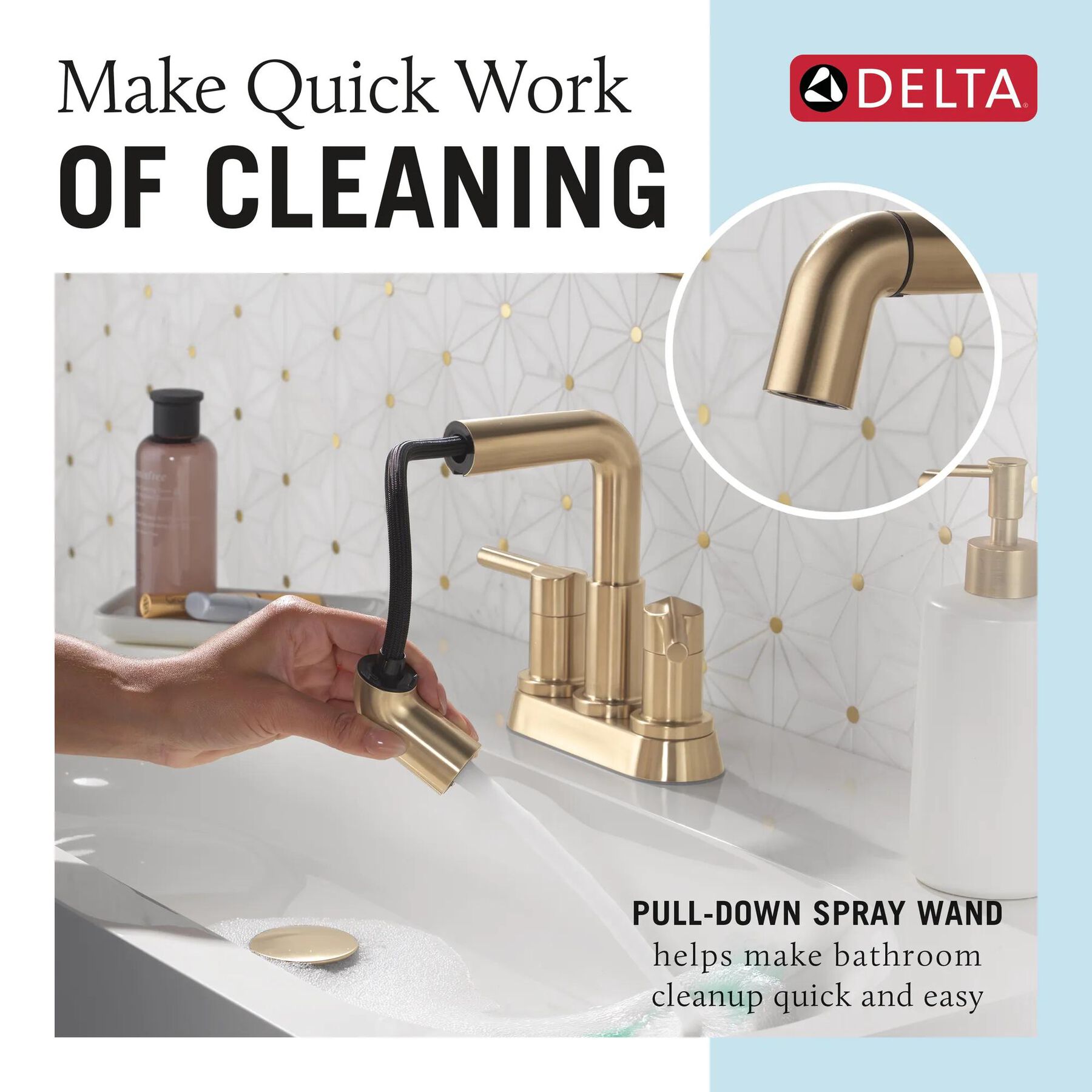 Two Handle Centerset Pull-Down Bathroom Faucet