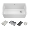 30&rdquo; Granite Composite Workstation Kitchen Sink Undermount Single Bowl with WorkFlow&trade; Ledge and Accessories in White