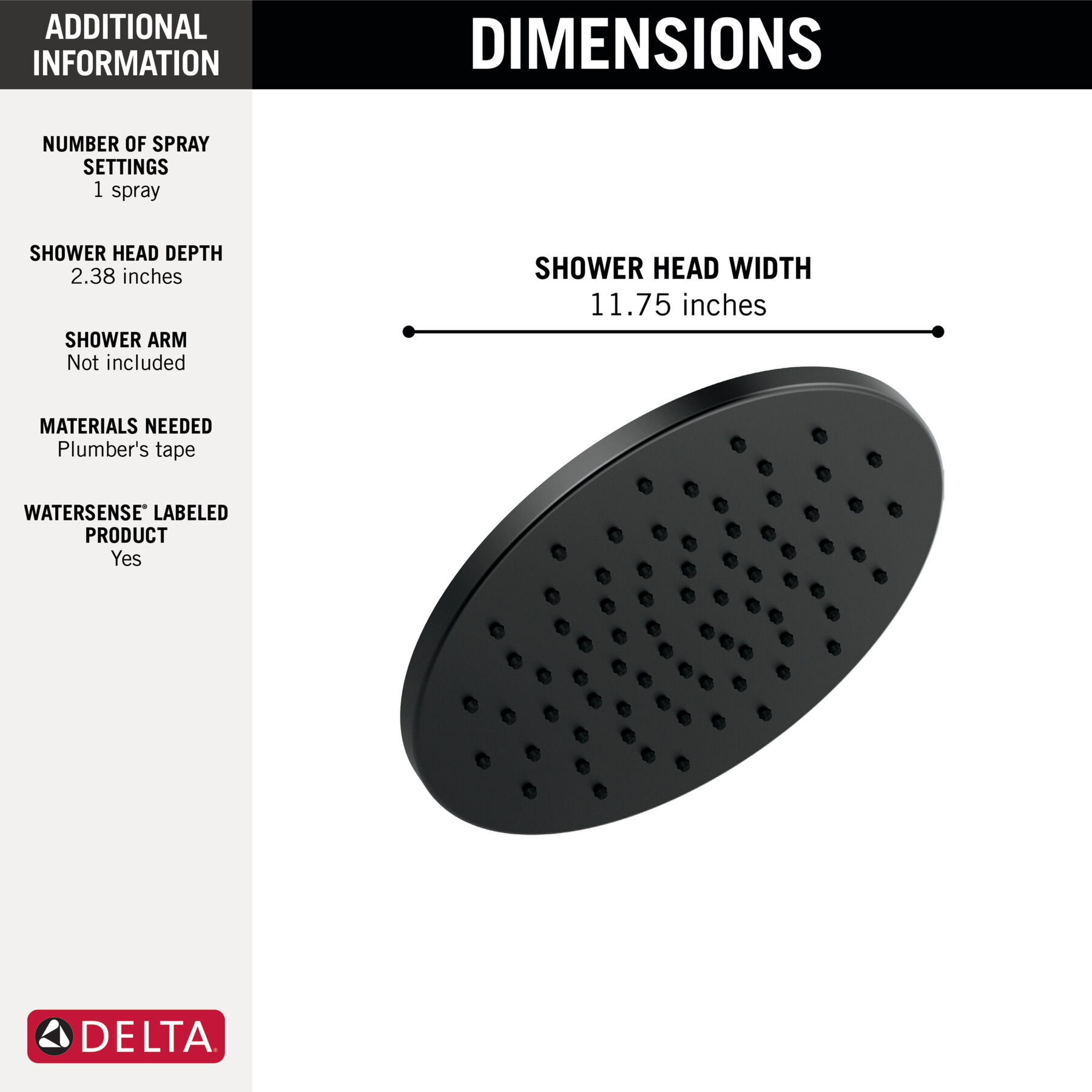 Single-Setting Metal Raincan Shower Head