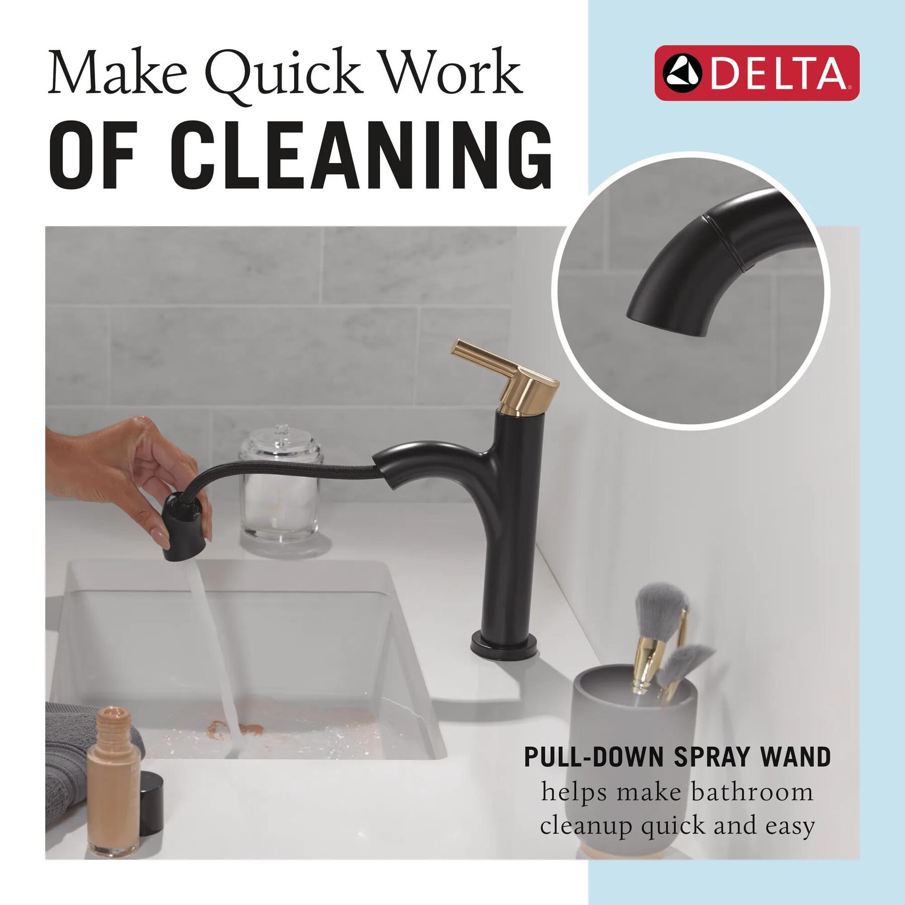 Single Handle Pull-Down Bathroom Faucet