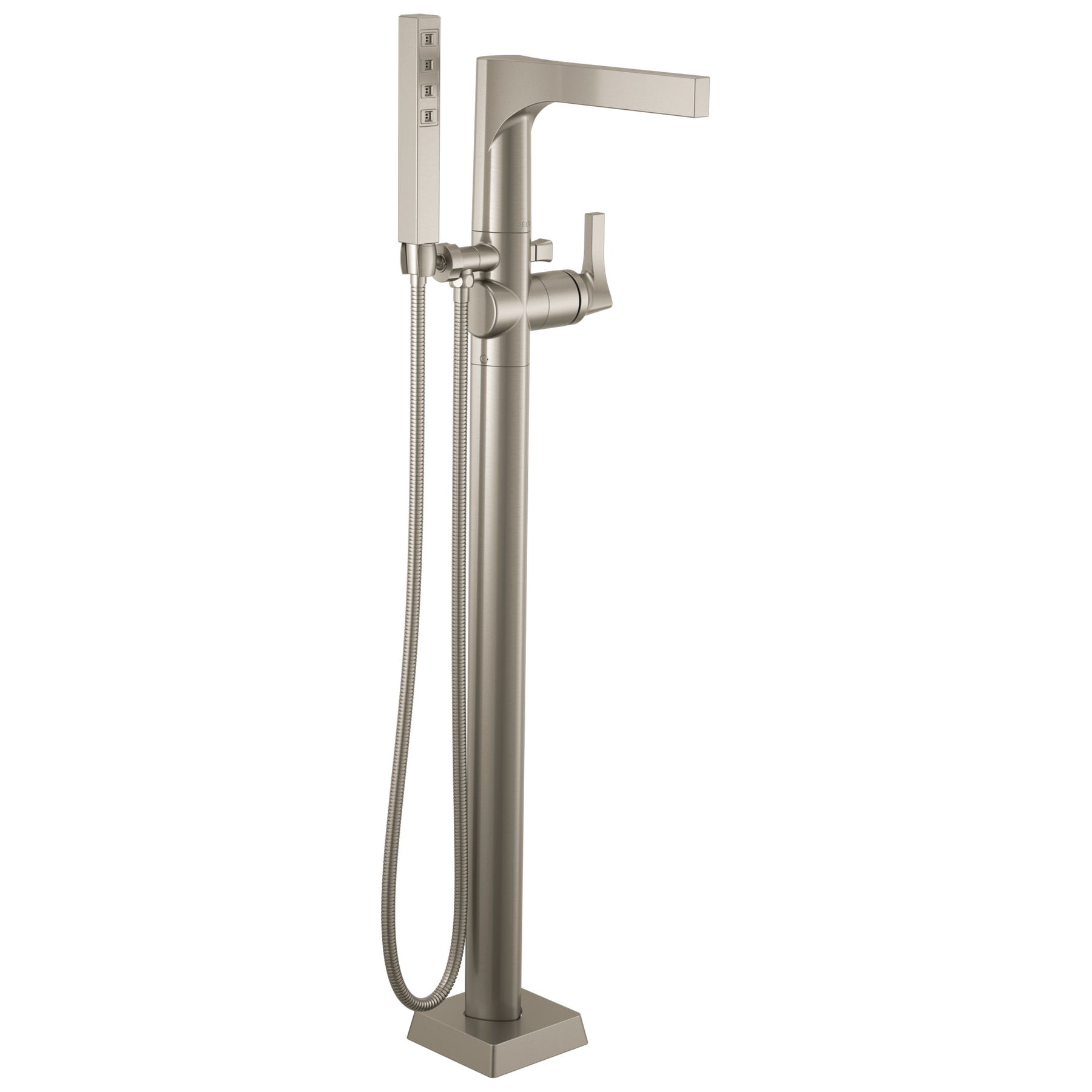 Single Handle Floor Mount Tub Filler Trim with Hand Shower