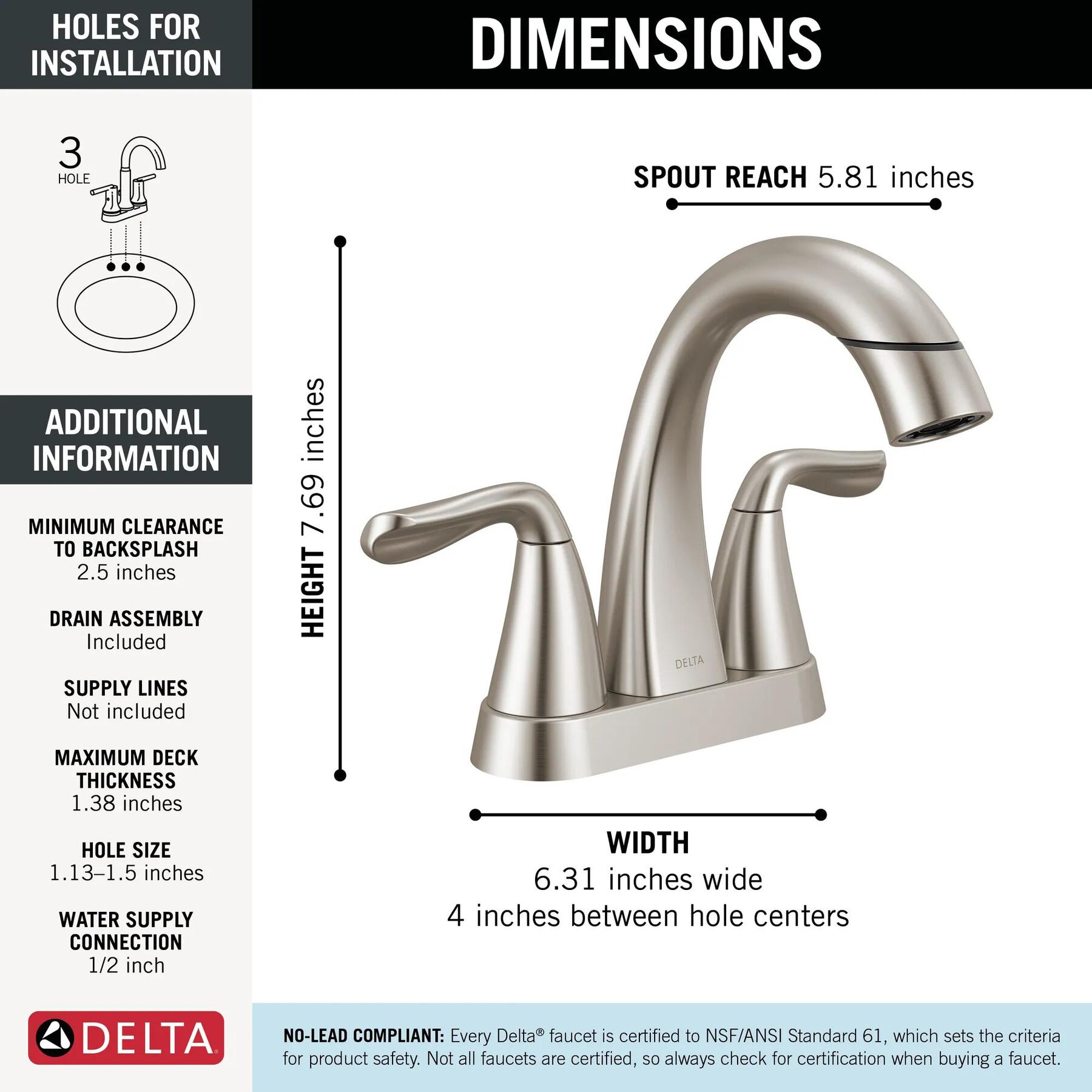 Two Handle Centerset Pull-Down Bathroom Faucet (Recertified)