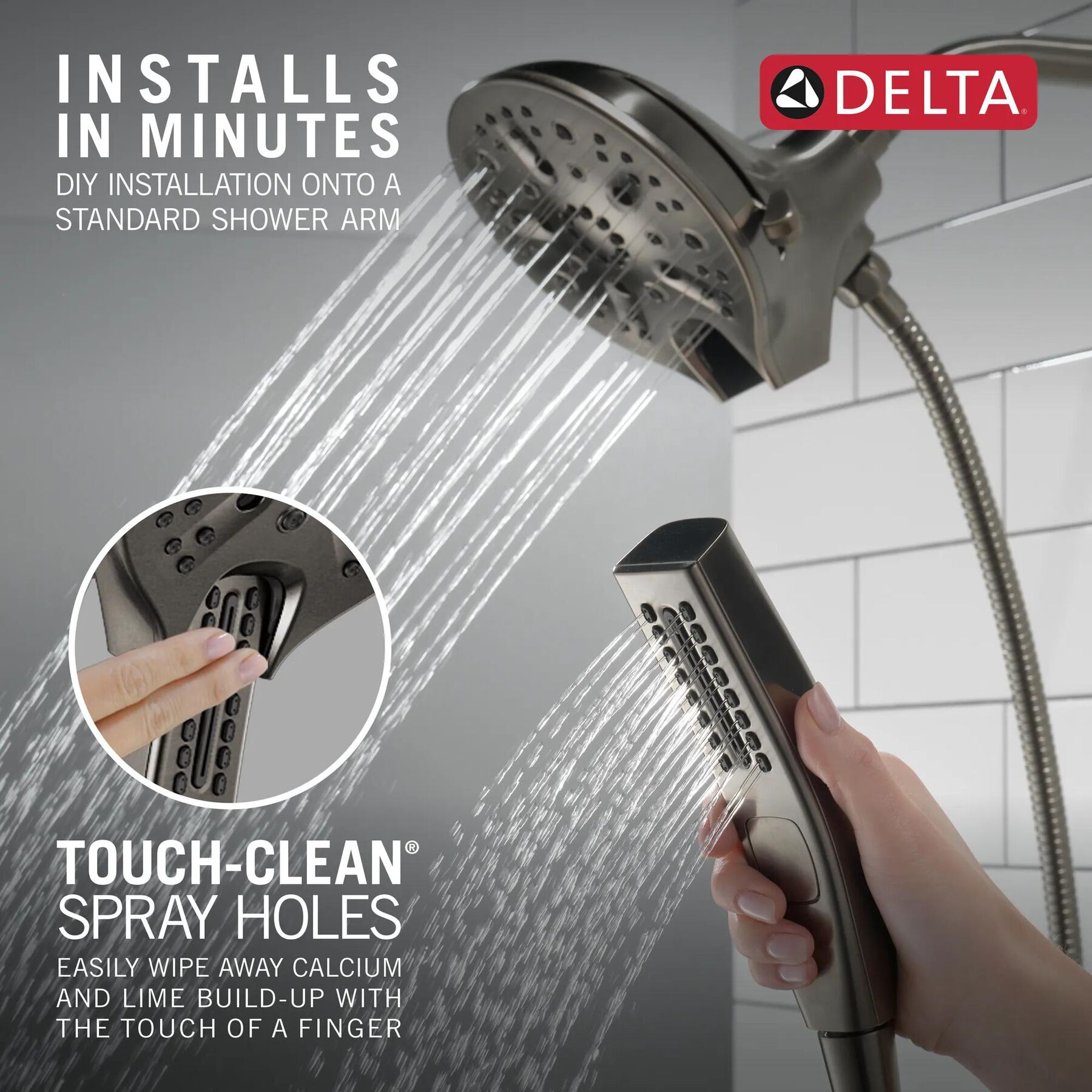 In2ition&reg; H<sub>2</sub>Okinetic&reg; 5-Setting Two-in-One Shower