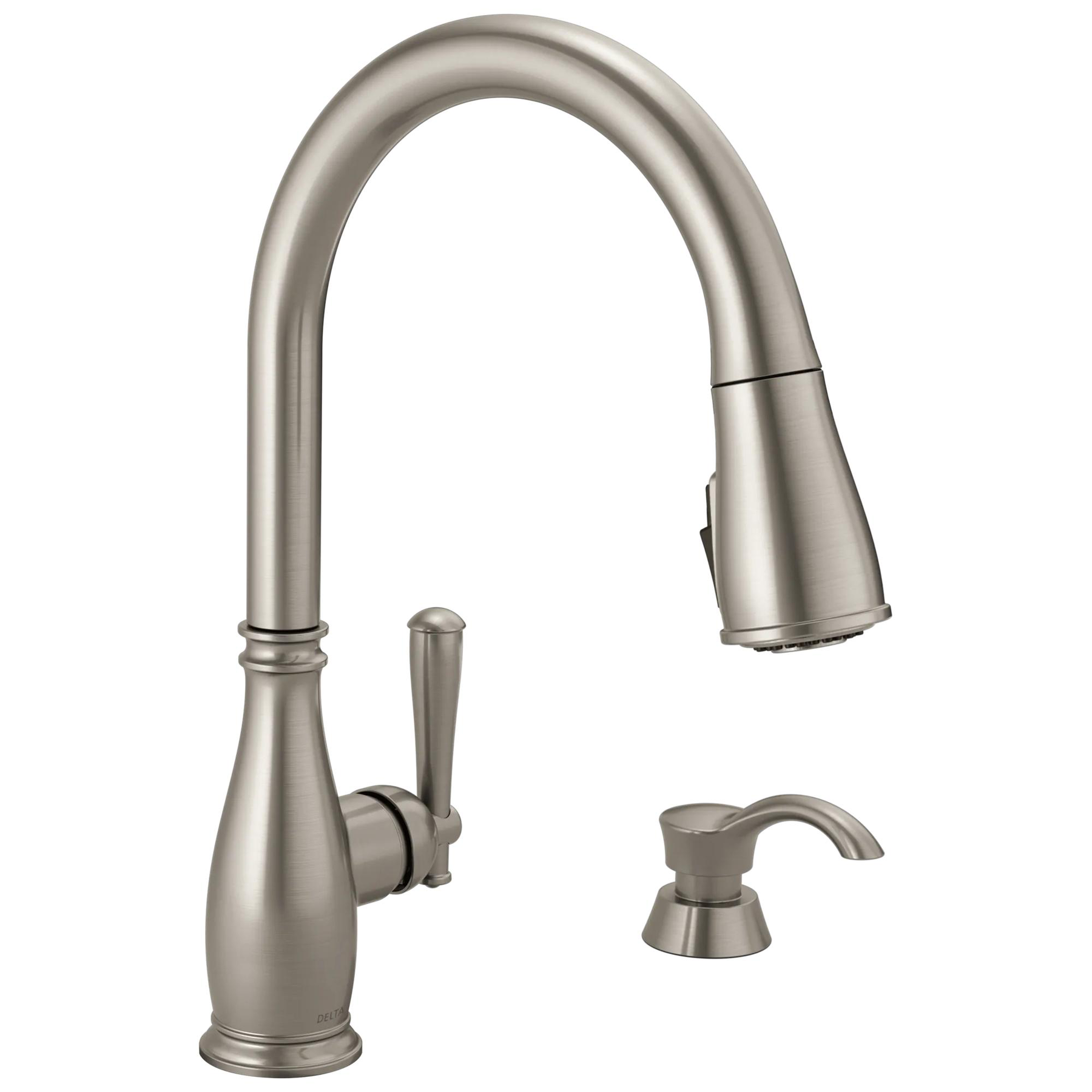 Single Handle Pull-Down Kitchen Faucet with Soap Dispenser and