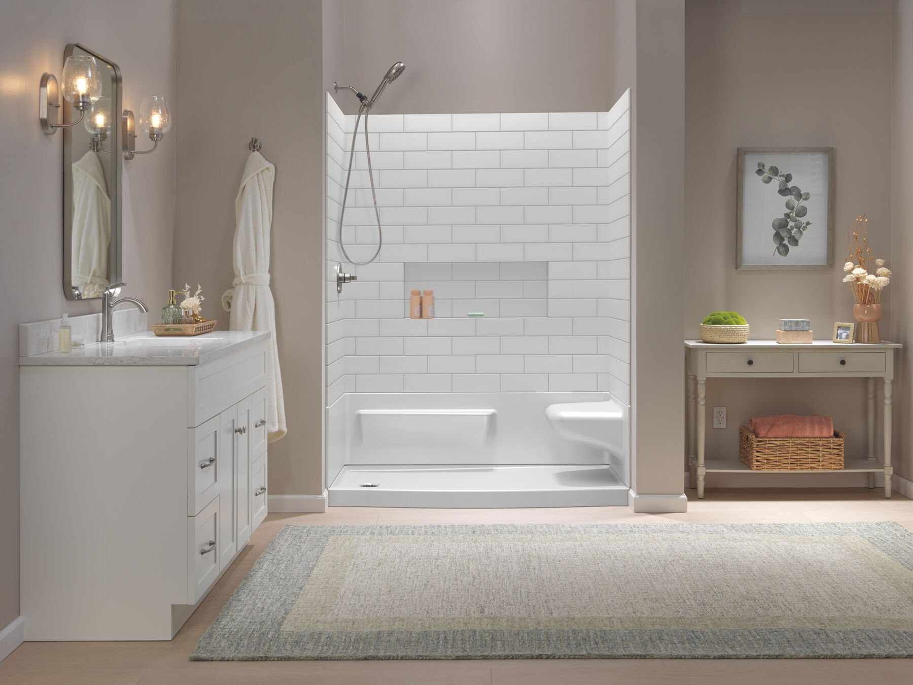 60x32 Alcove Shower Bundle - Right Seat Left Drain Curve
