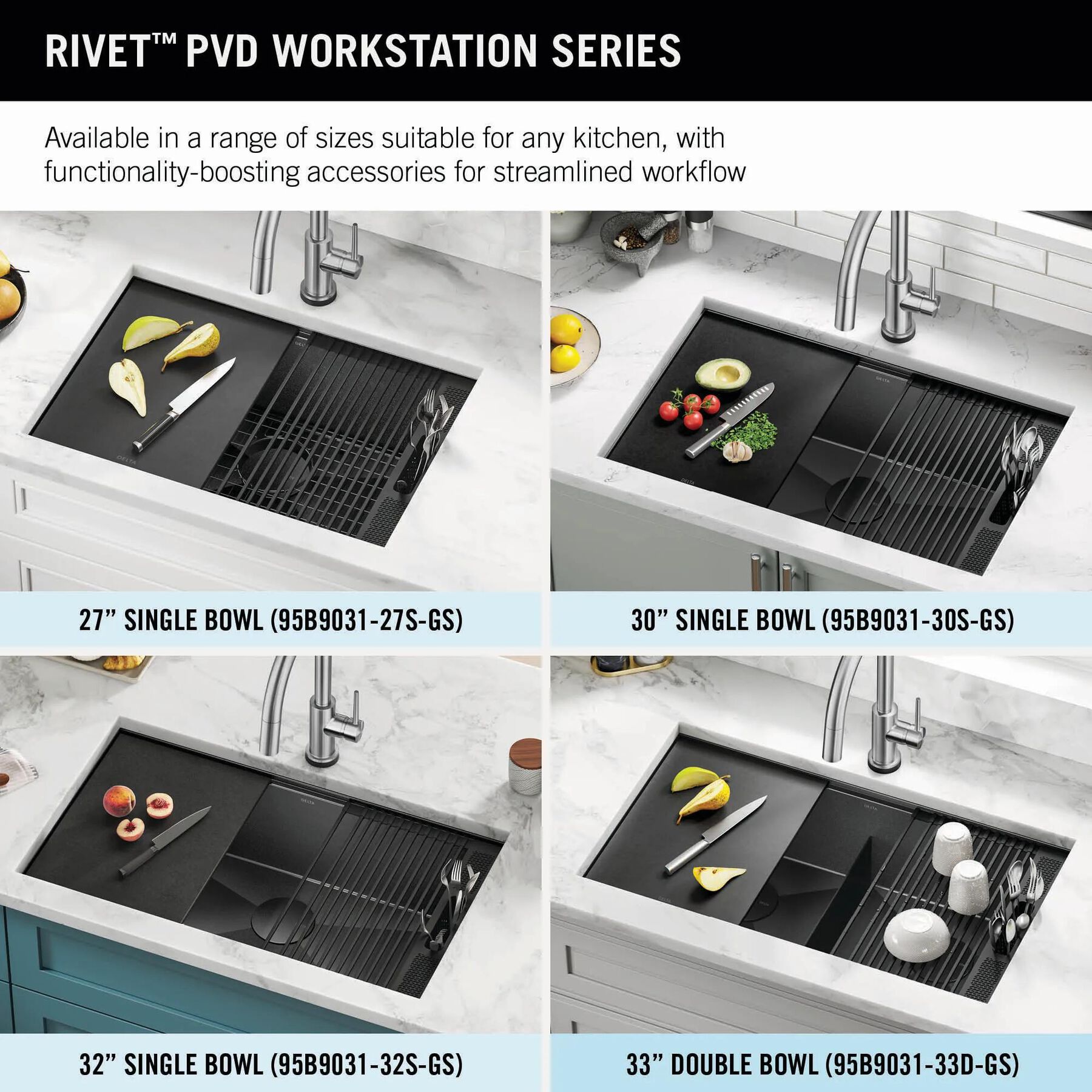 33&rdquo; Undermount 16 Gauge Workstation Kitchen Sink Double Bowl with WorkFlow&trade; Ledge and Accessories