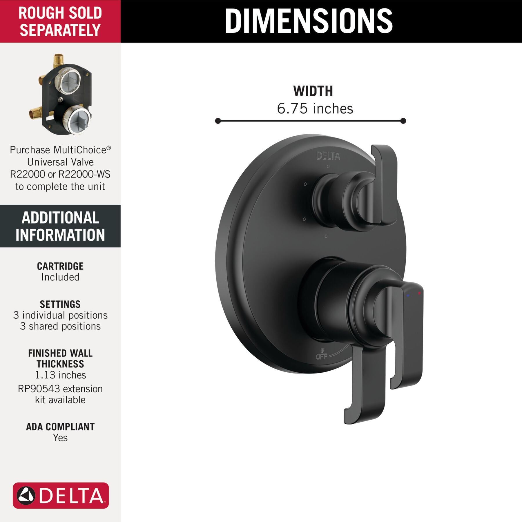 17 Series Integrated Diverter Trim with 6-Setting