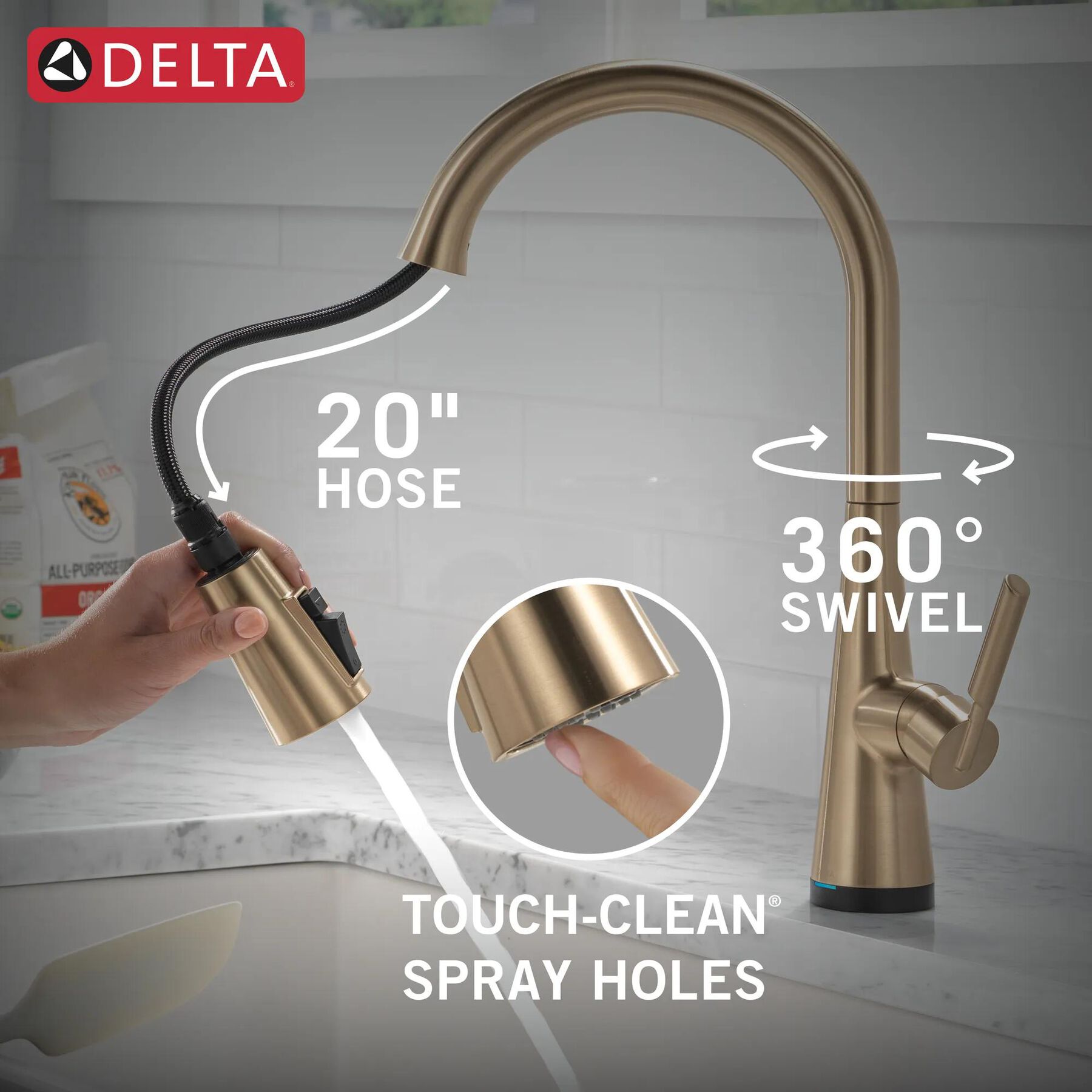 Single Handle Pull-Down Touch<sub>2</sub>O&reg; Technology Kitchen Faucet with Touchless Technology