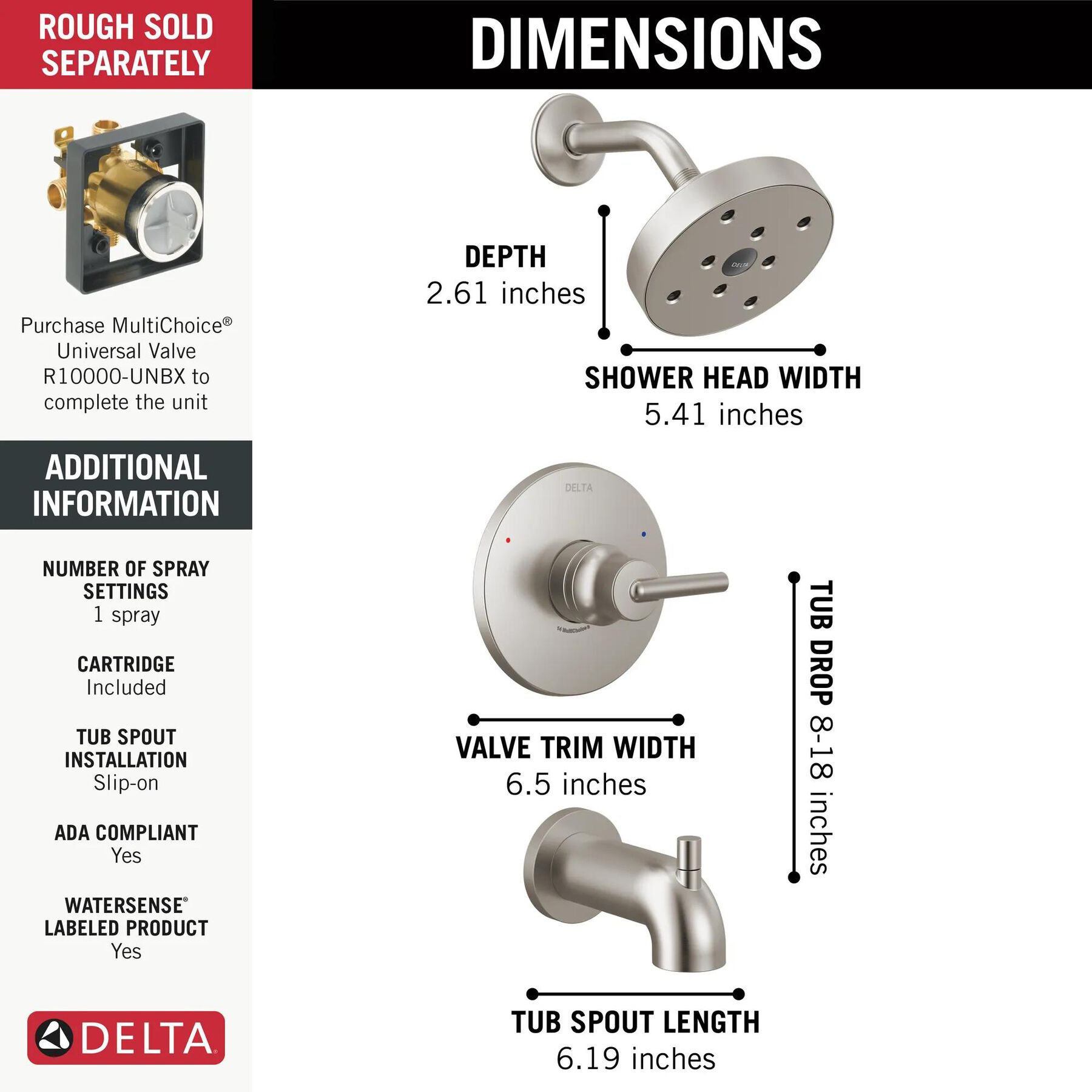 Monitor&reg; 14 Series H<sub>2</sub>Okinetic&reg; Tub & Shower Trim