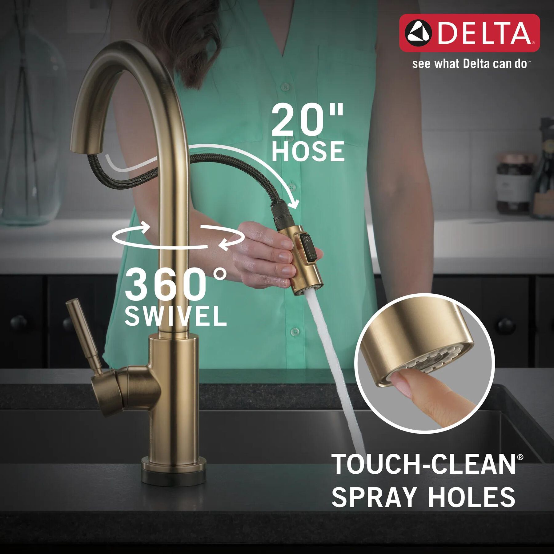 Single Handle Pull-Down Touch<sub>2</sub>O&reg; Technology Kitchen Faucet with Touchless Technology