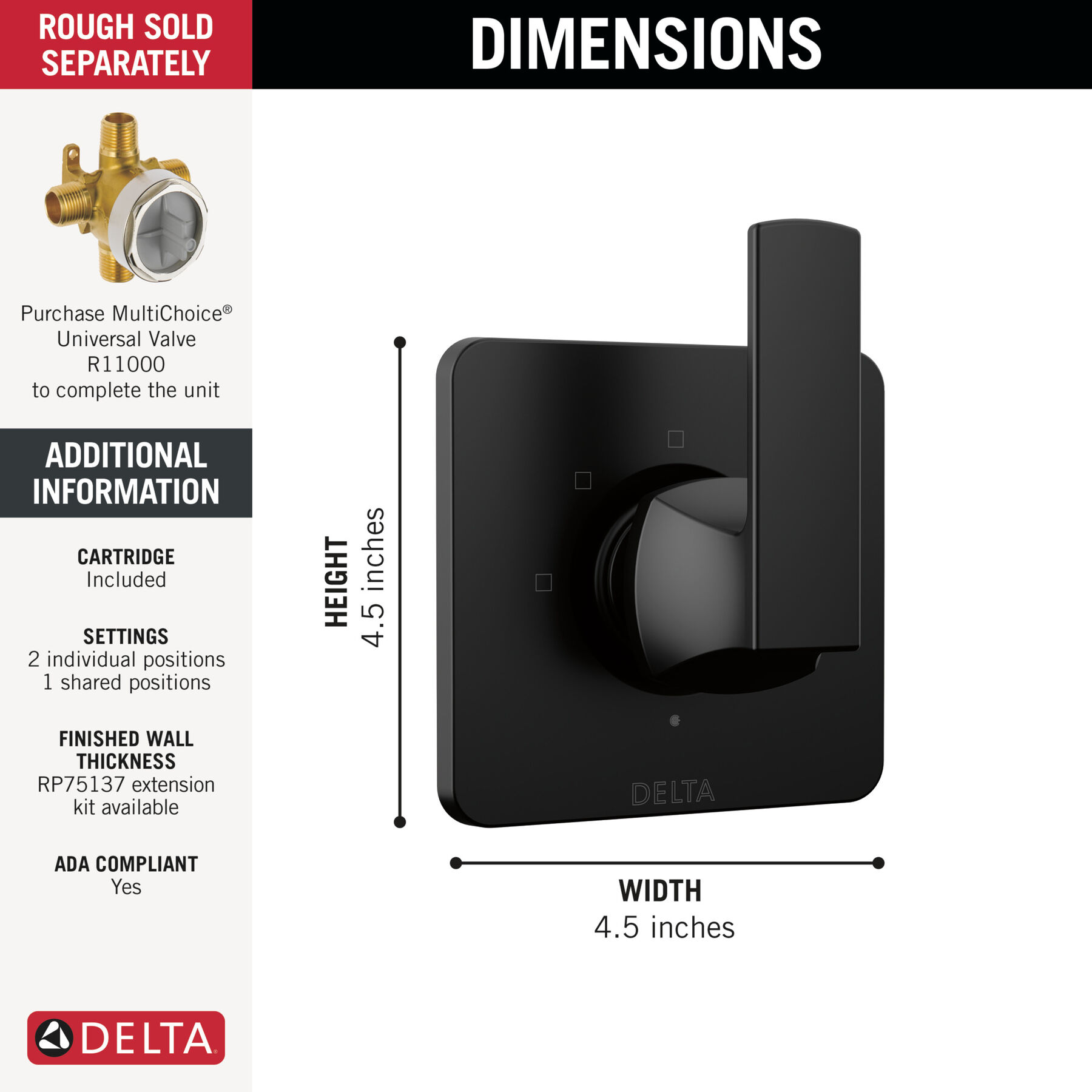 3-Setting 2-Port Diverter Trim