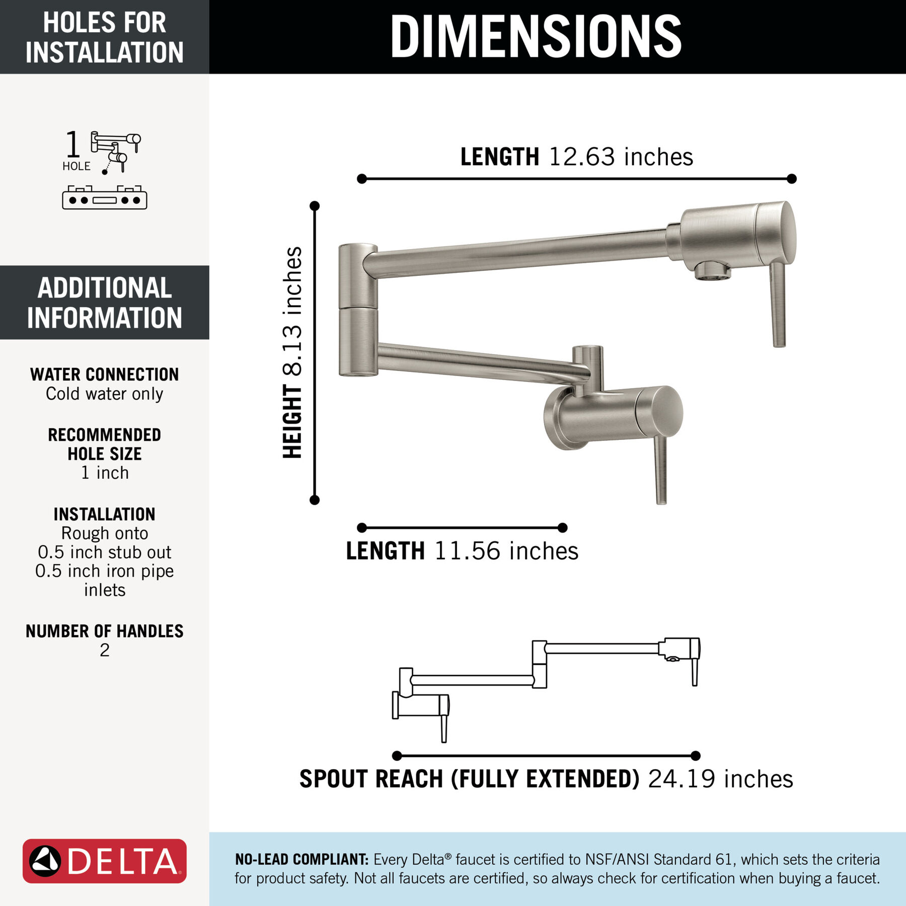Contemporary Wall Mount Pot Filler