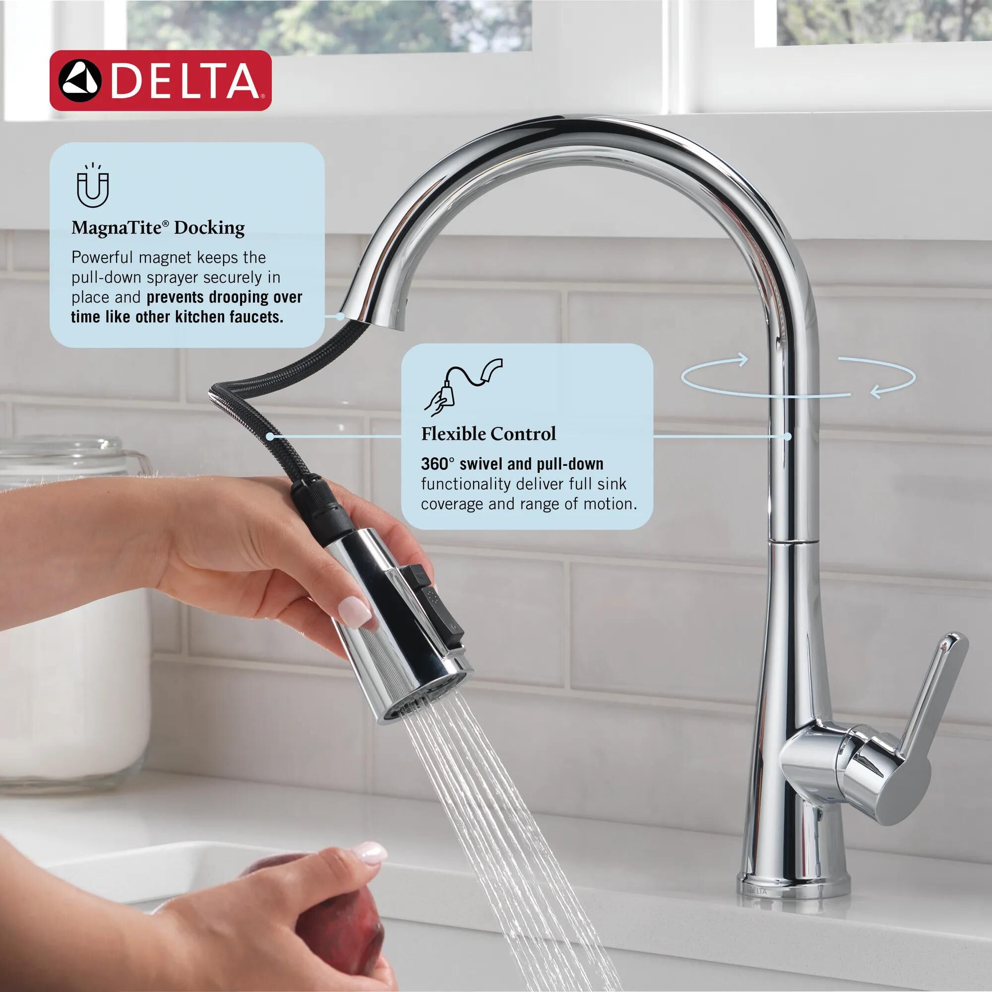Single Handle Pull-Down Kitchen Faucet with Soap Dispenser and