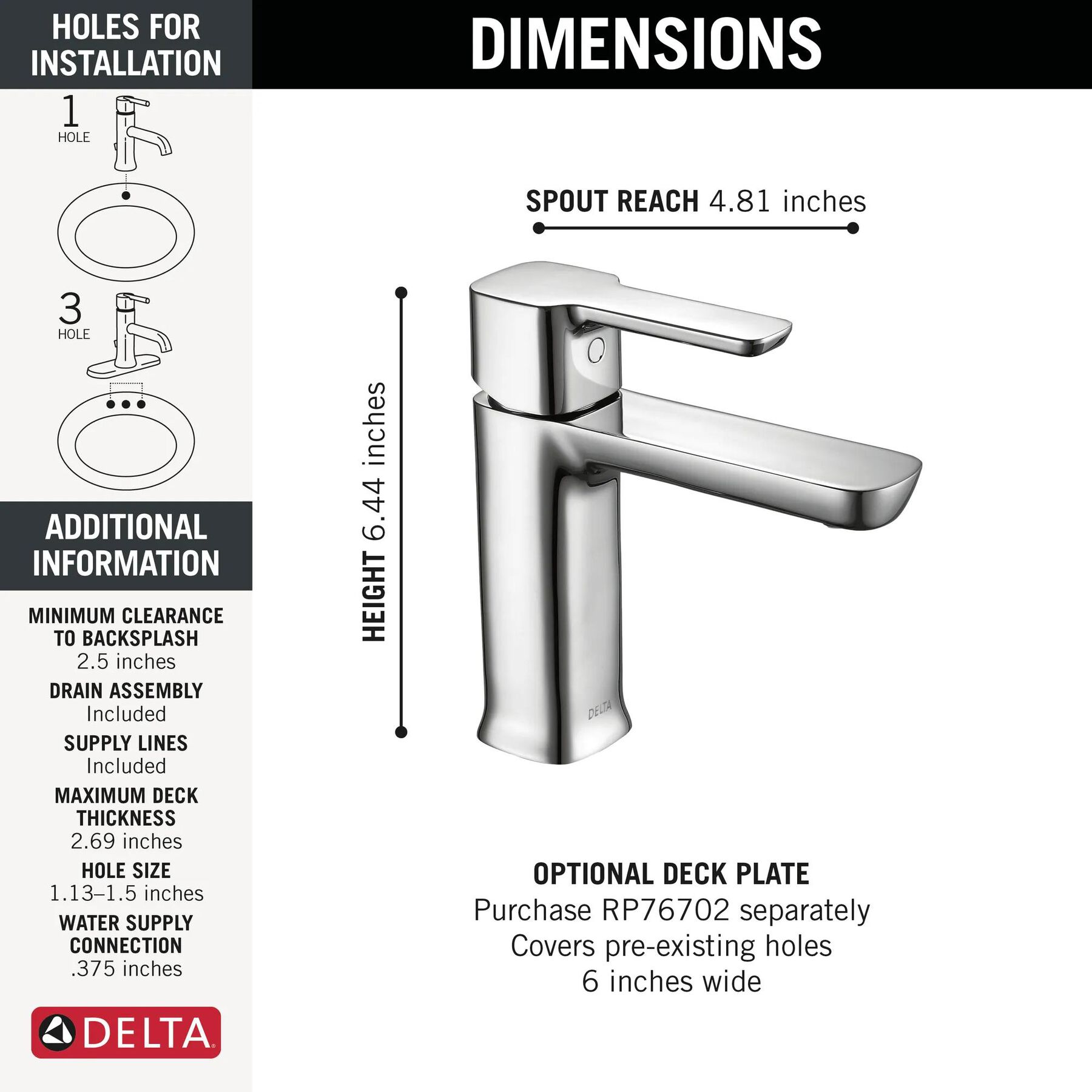 Single-Hole Lavatory Faucet with Shower Trim Bundle - 14 Series