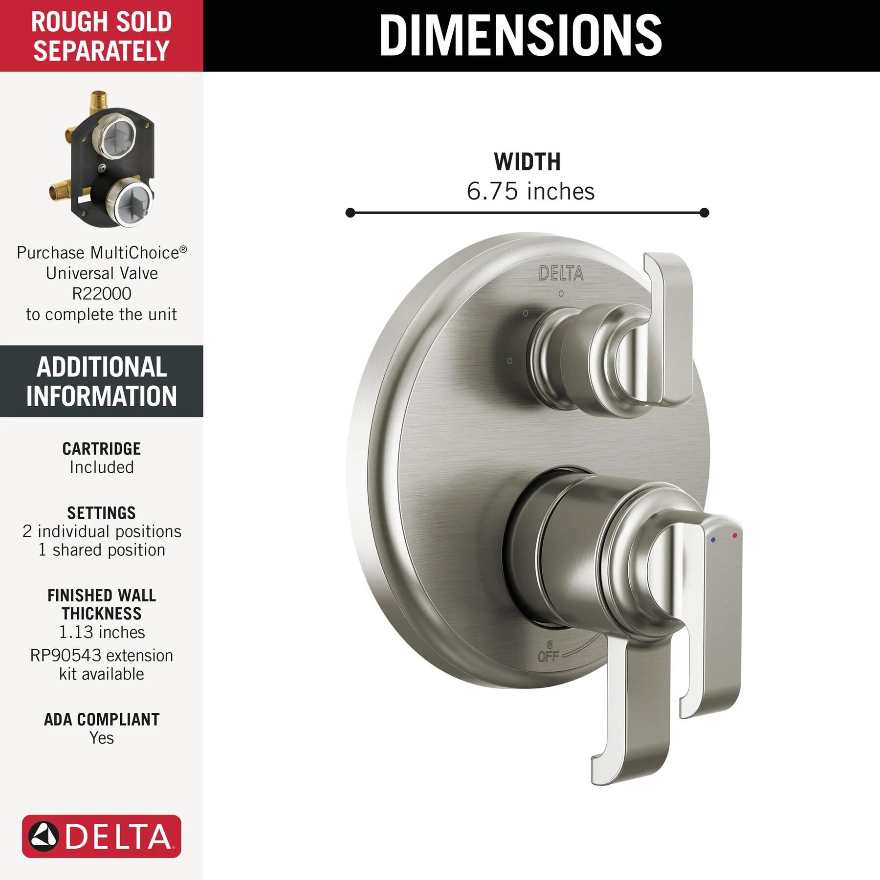 17 Series Integrated Diverter Trim with 3-Setting (Recertified)