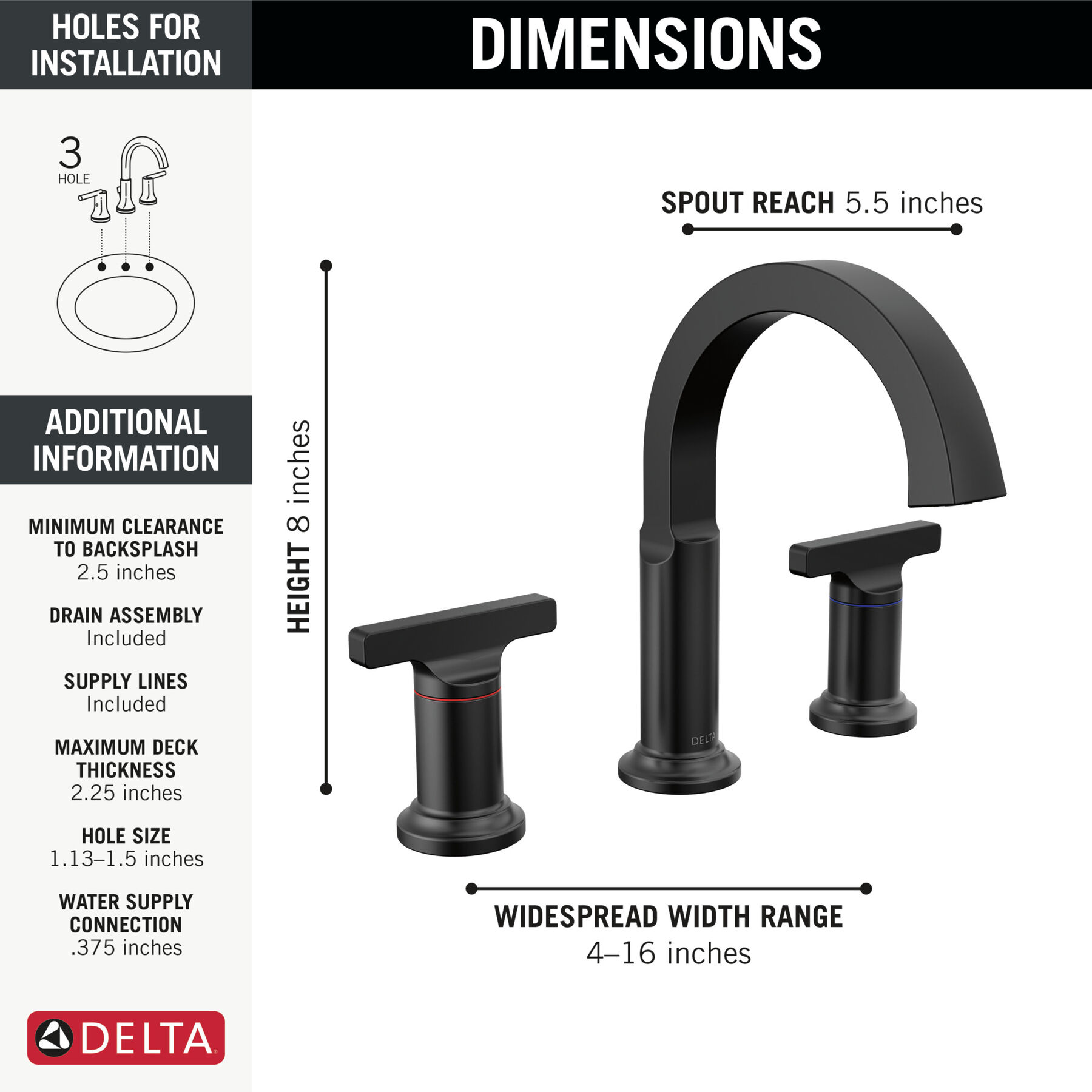 Two Handle Widespread Bathroom Faucet (Recertified)