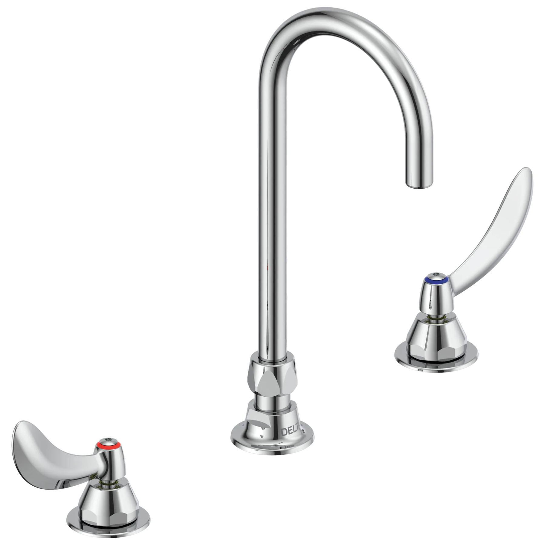Two Handle Widespread Lavatory Faucet with Gooseneck Spout - Less Pop-Up