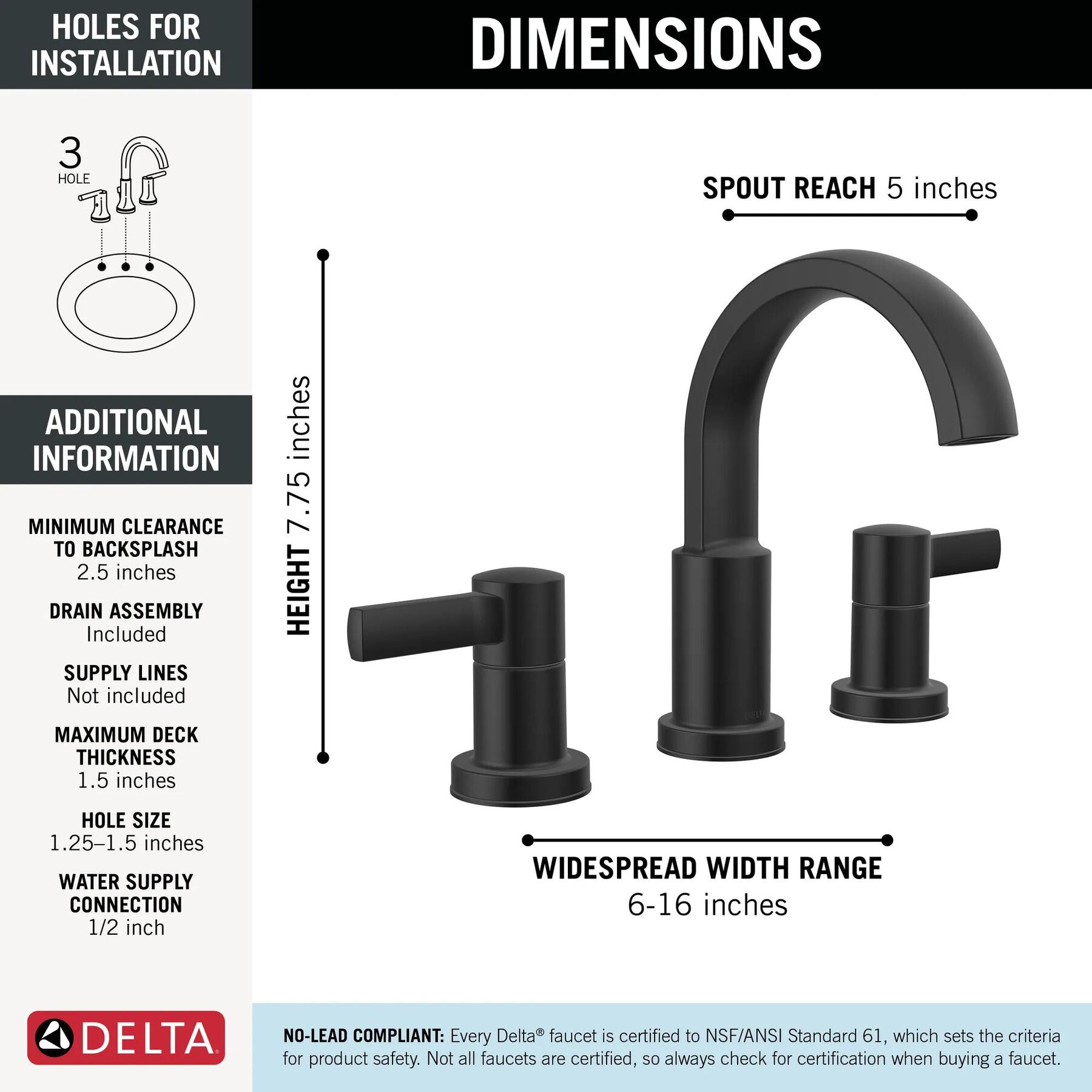 Two Handle Widespread Bathroom Faucet (Recertified)