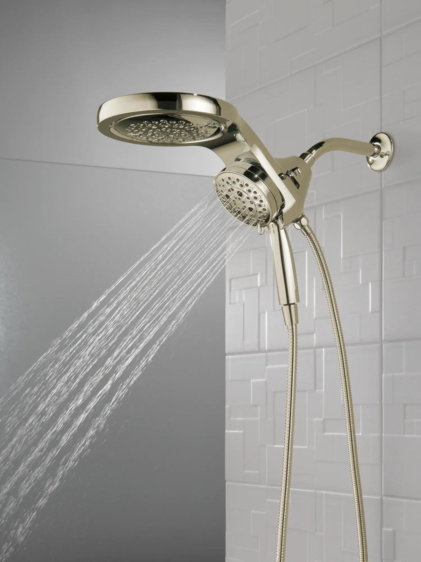 HydroRain&reg; H<sub>2</sub>Okinetic&reg; 5-Setting Two-in-One Shower Head (Recertified)