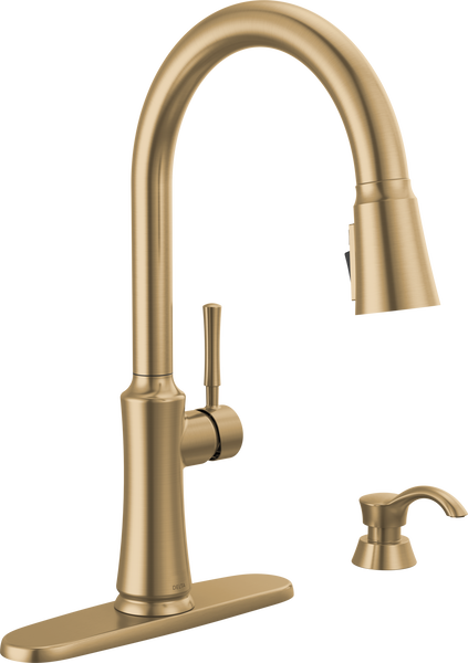 砂金 Single Handle Kitchen Pull-Down Faucet w/ Soap Dispenser in
