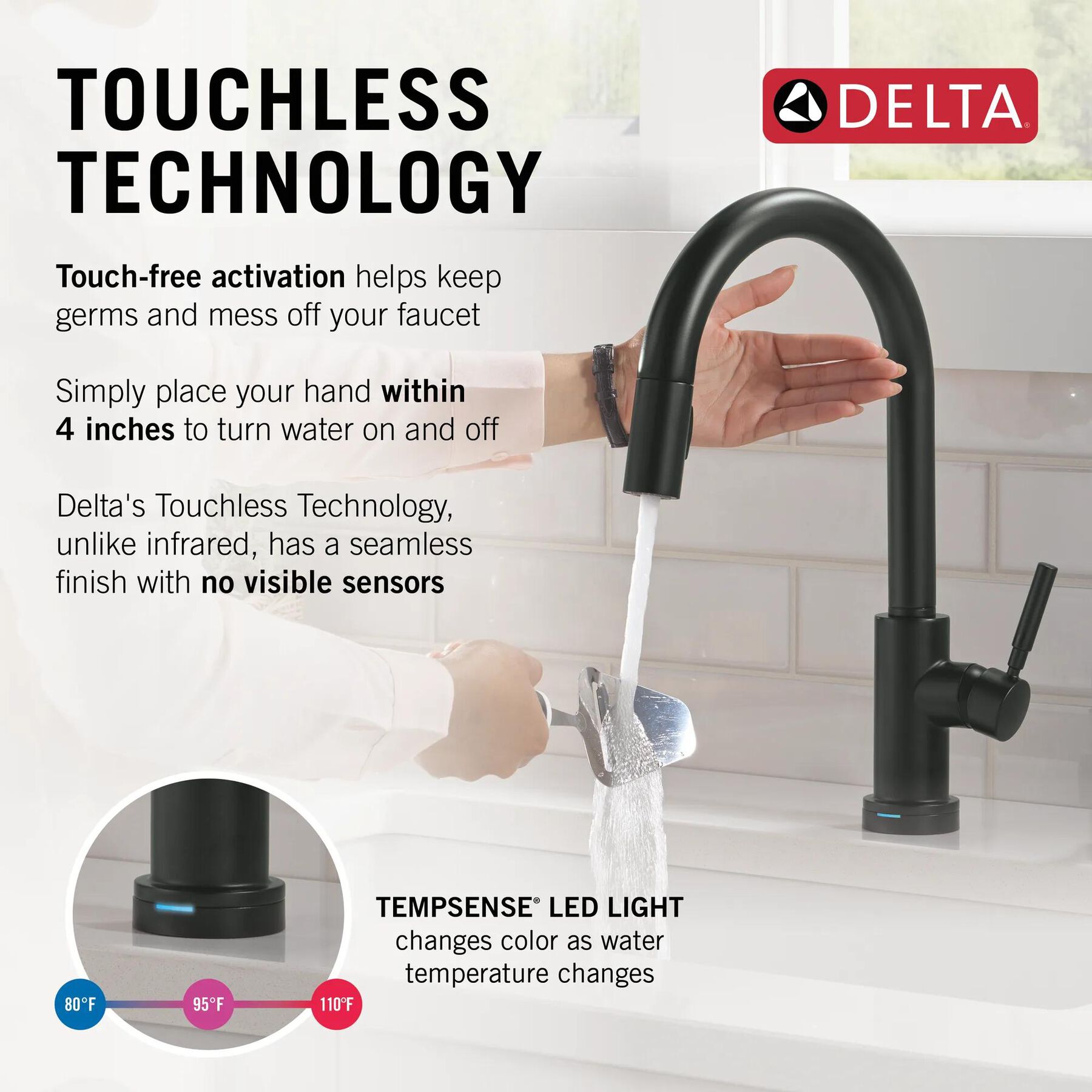 Single Handle Pull-Down Touch<sub>2</sub>O&reg; Technology Kitchen Faucet with Touchless Technology