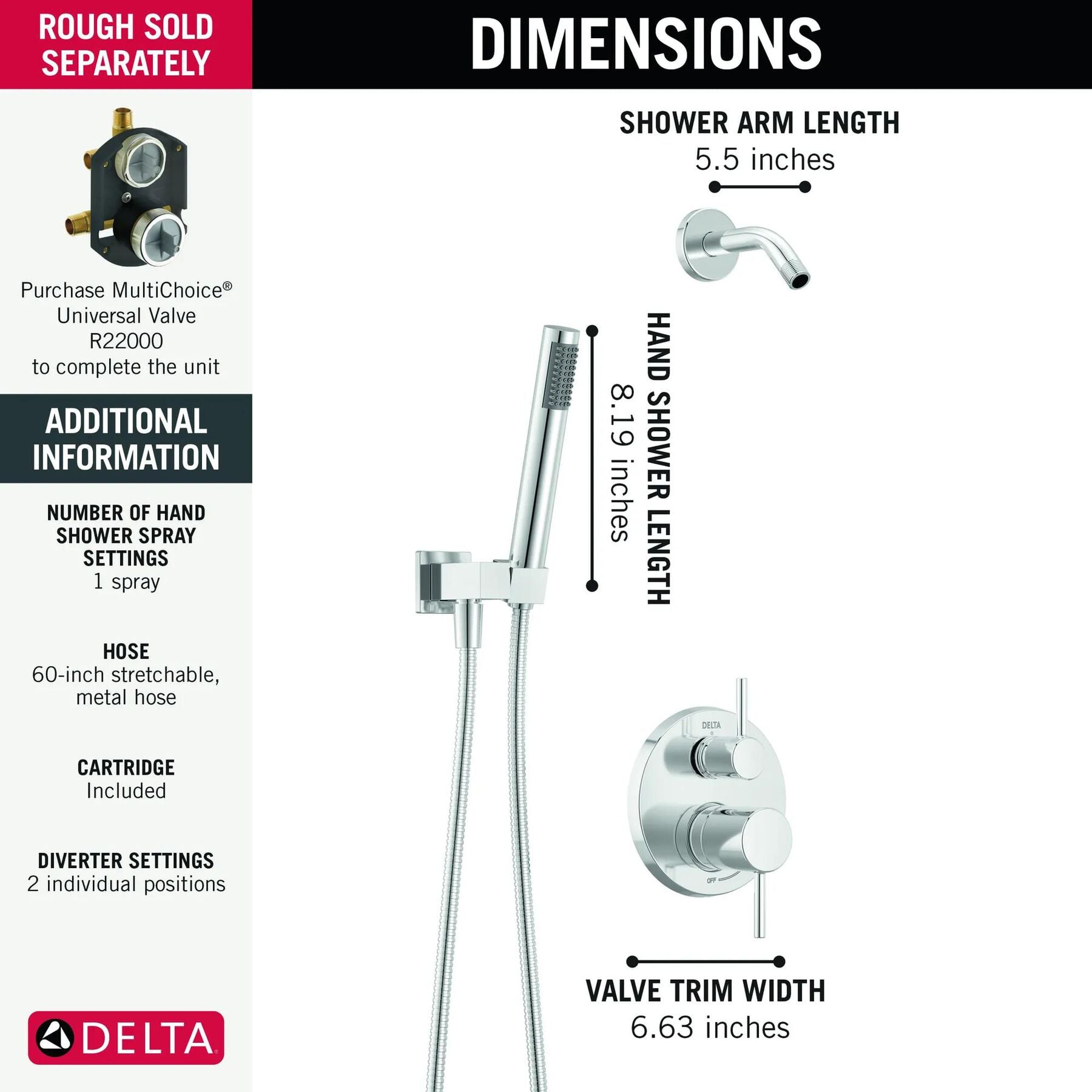 14S Shower Trim & Hand Shower - Less Head