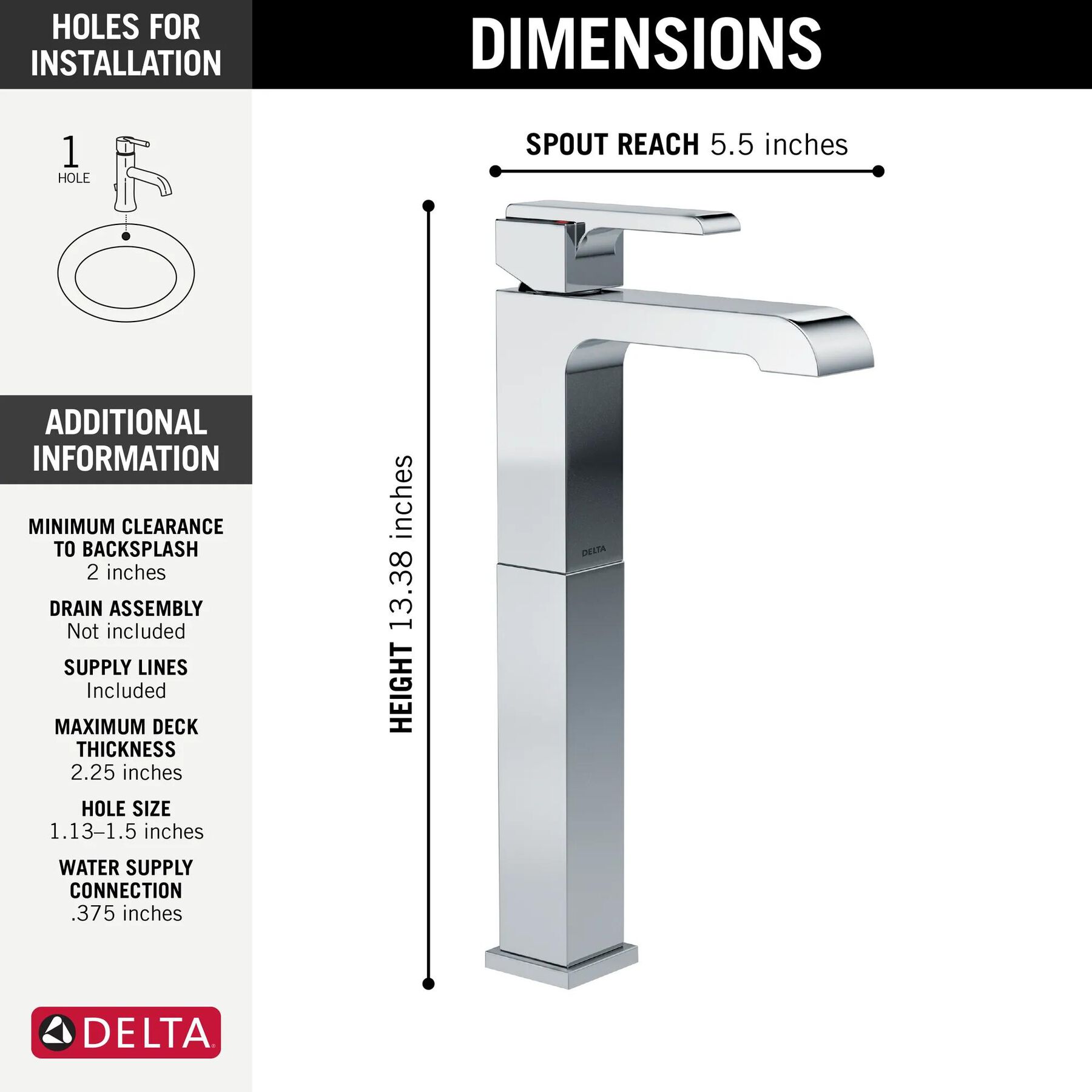 Vessel Bathroom Faucet w/Riser (Recertified)